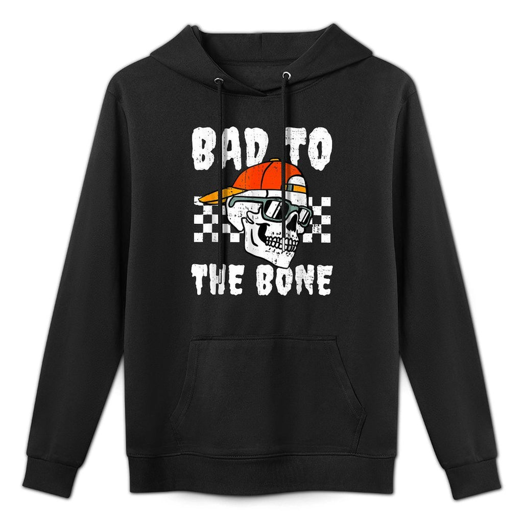 Retro Bad To The Bone Funny Skull Halloween Costume Boy Kids Medium-Weight Fabric Hoodie