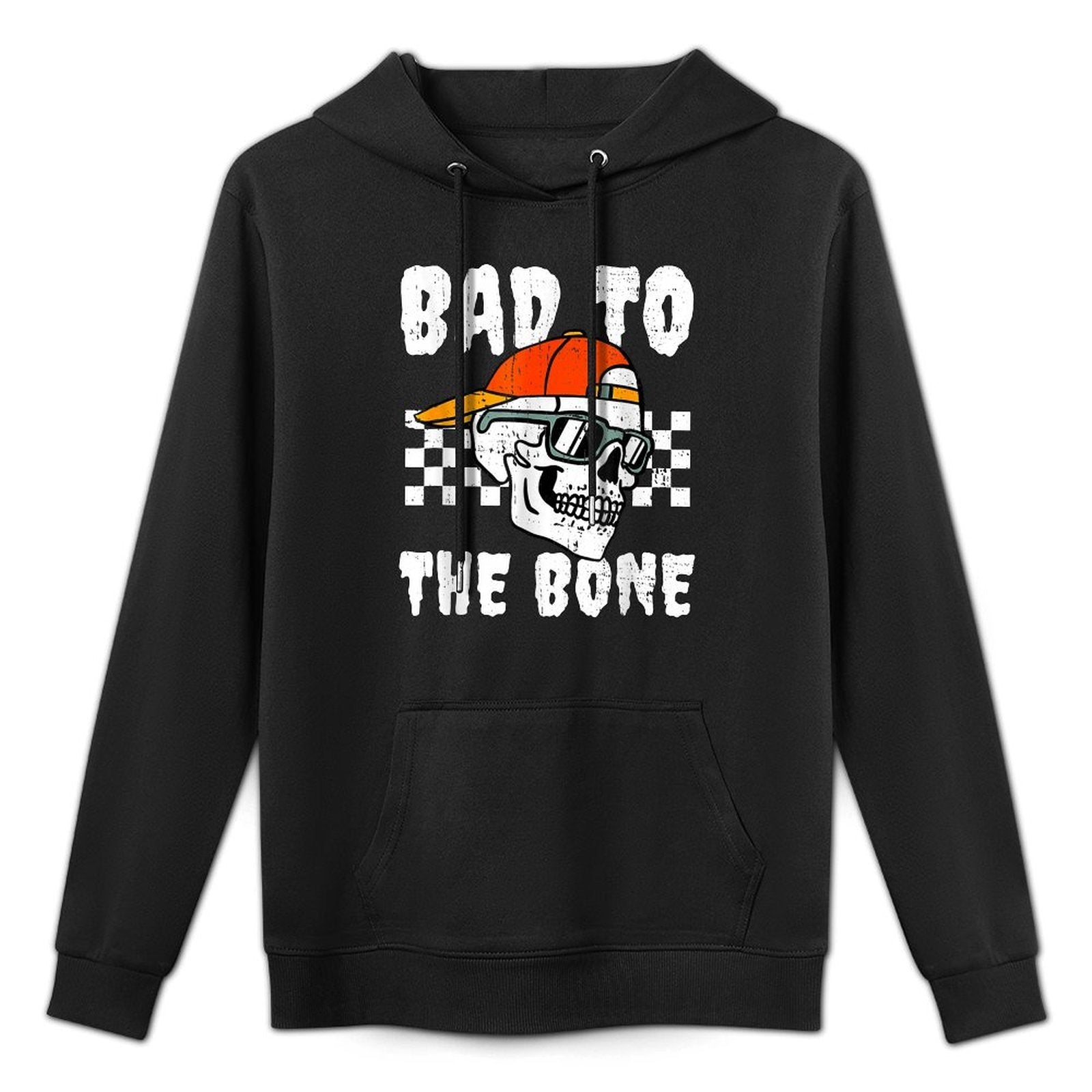 Retro Bad To The Bone Funny Skull Halloween Costume Boy Kids Medium-Weight Fabric Hoodie