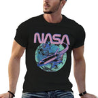 NASA Pastel Rocket Earth Logo  Trendy Pattern T-Shirt