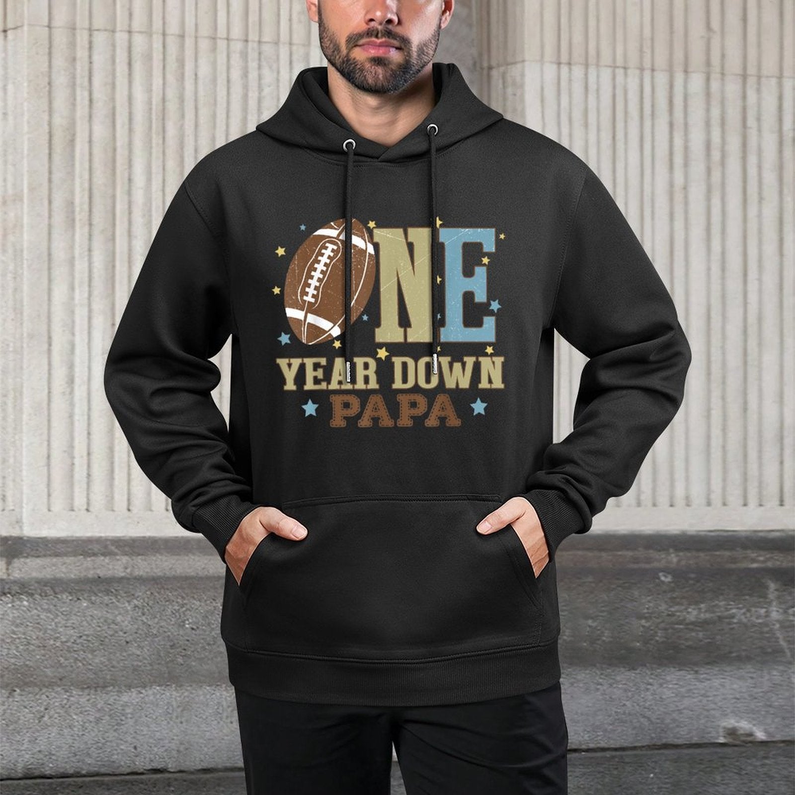 Papa of The 1 Year Old Football 1st Year Down Birthday Boy Casual Wear Hoodie
