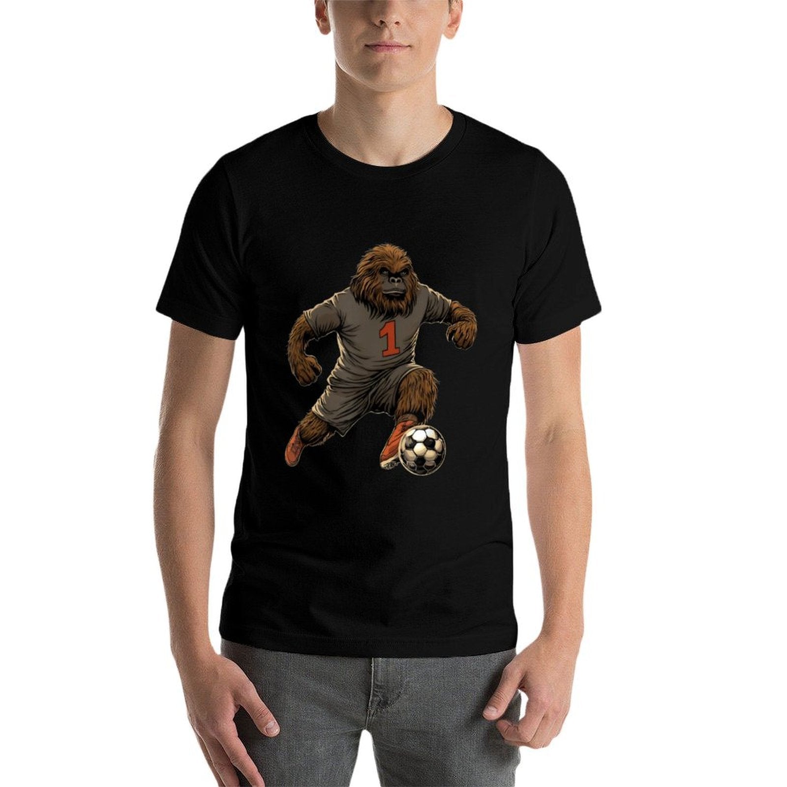 Funny Bigfoot Sasquatch for Men Women Coach Player Soccer  Oversized Silhouette T-Shirt