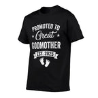 Promoted To Great Godmother Est 2025 Pregnancy Announcement  Tagless Design T-Shirt