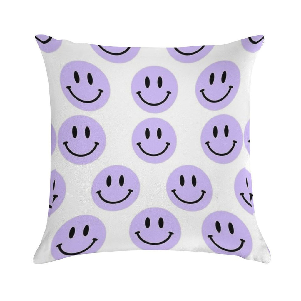 Purple Preppy Smile Print Soft High-Density Material Throw Pillow