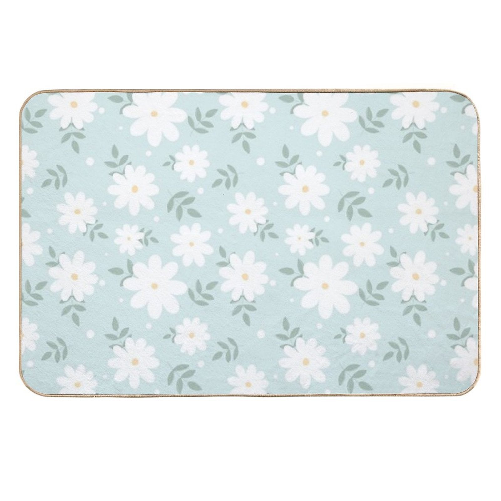 Cute Daisies on A Soft Green Background  Slip-Resistant Bath Mat
