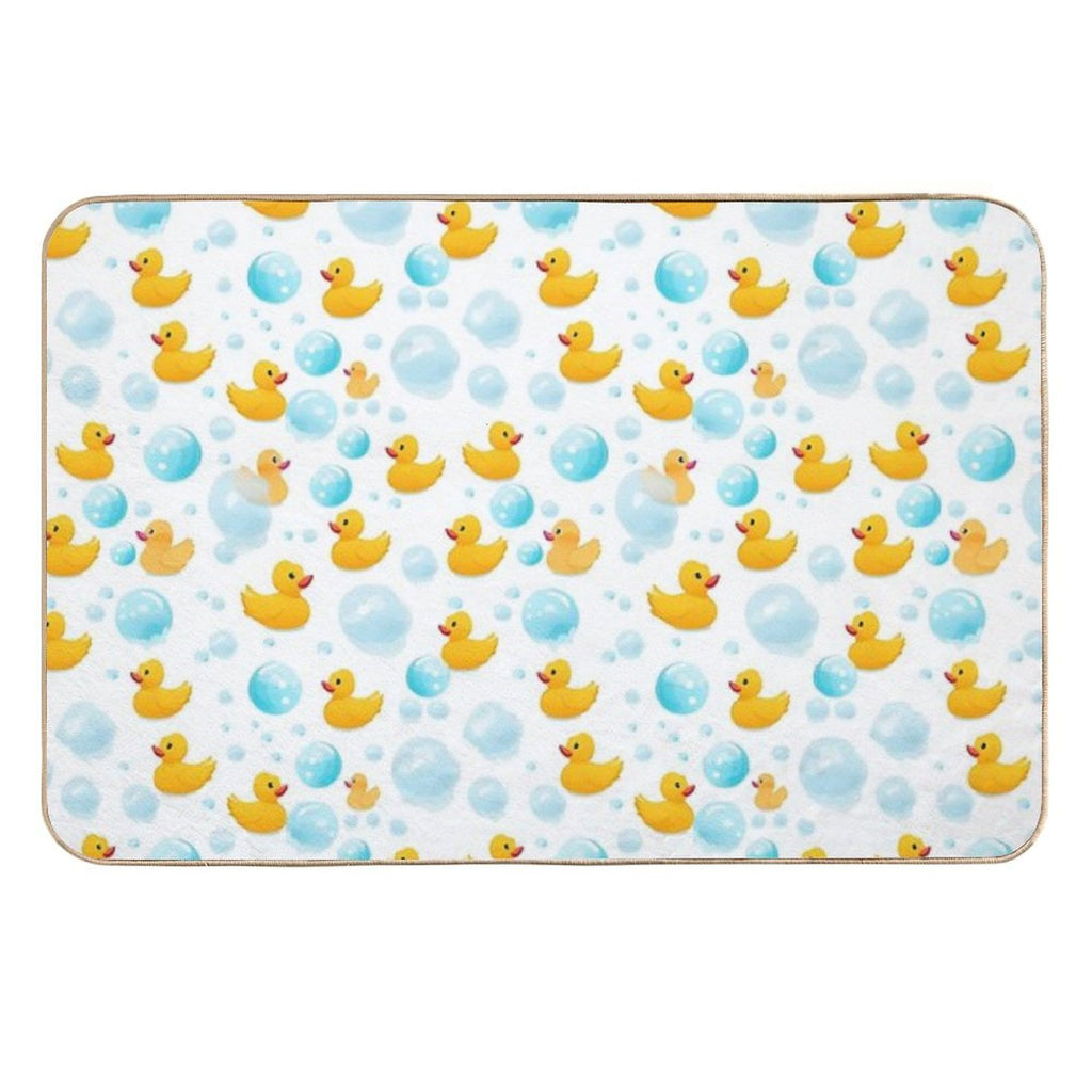 Bath-Time Duckies #1 (White BG)  Rapid-Drying Bath Mat
