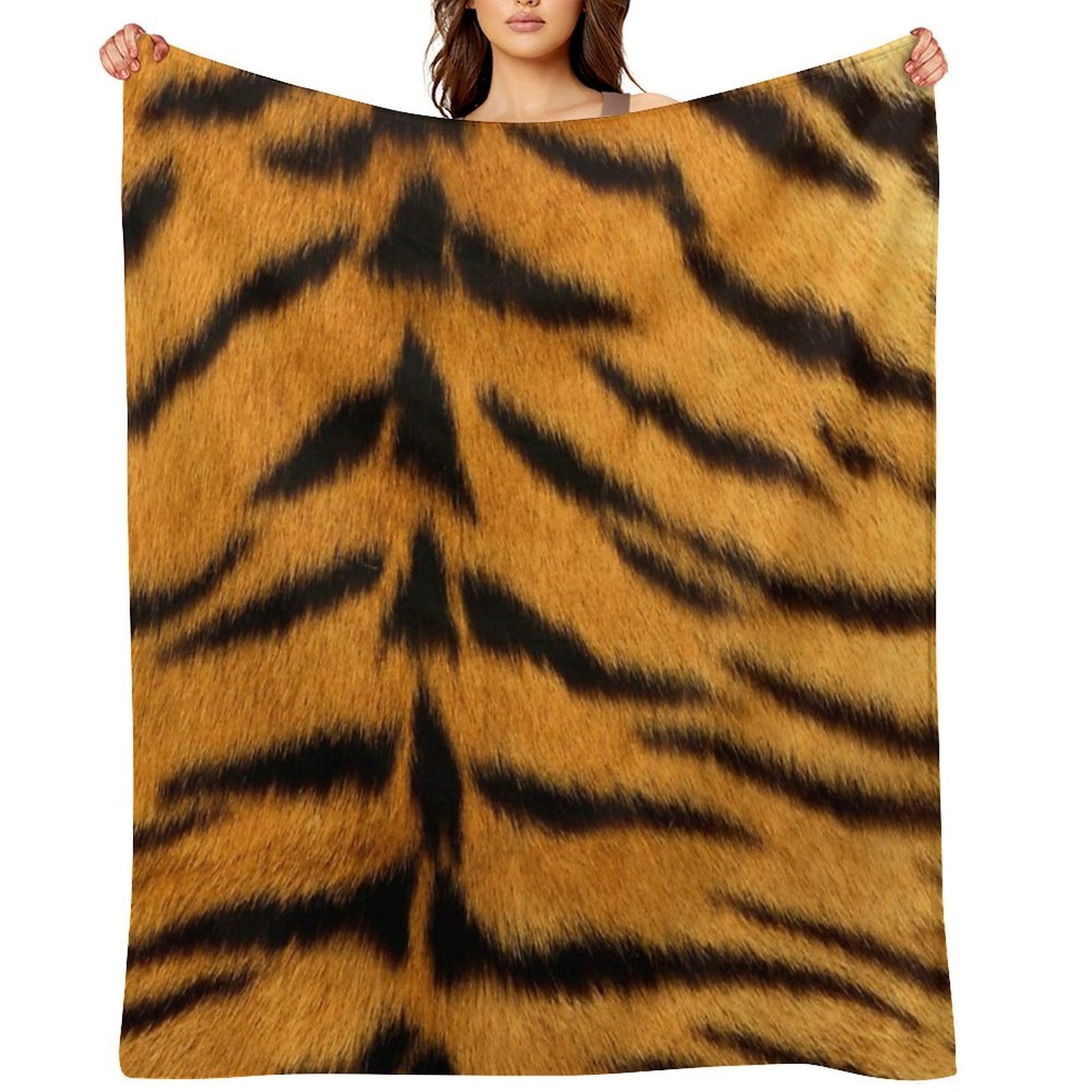 Black And Orange Tiger Print Phone Case - Trendy Design for Your Device Eco-conscious Throw Blanket