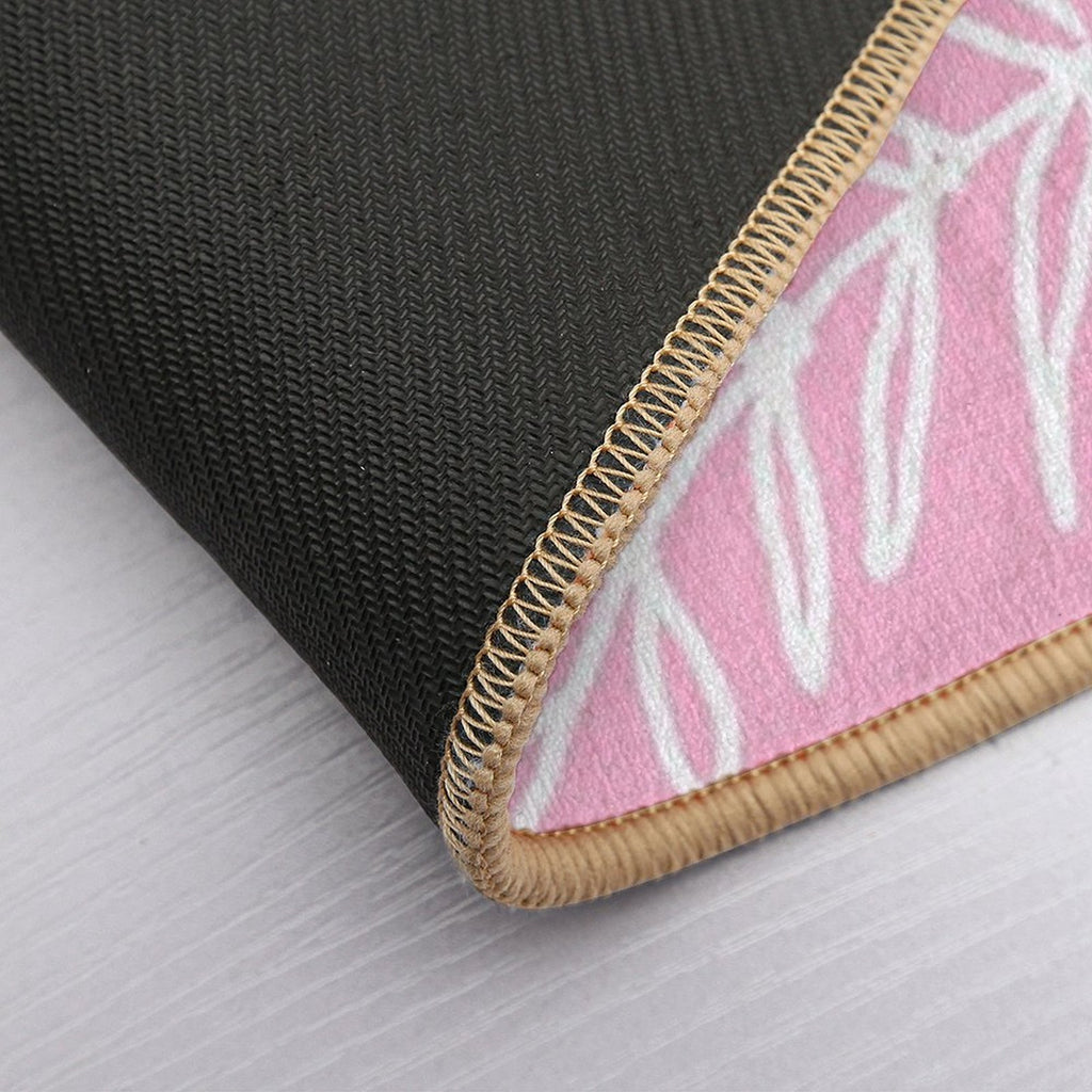 Cute Bohemian Leaves on Pink Background  Versatile Bath Mat