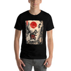 Samurai Squirrel Japanese Vintage Funny Gifts Graphic Art  Rolled Sleeves T-Shirt
