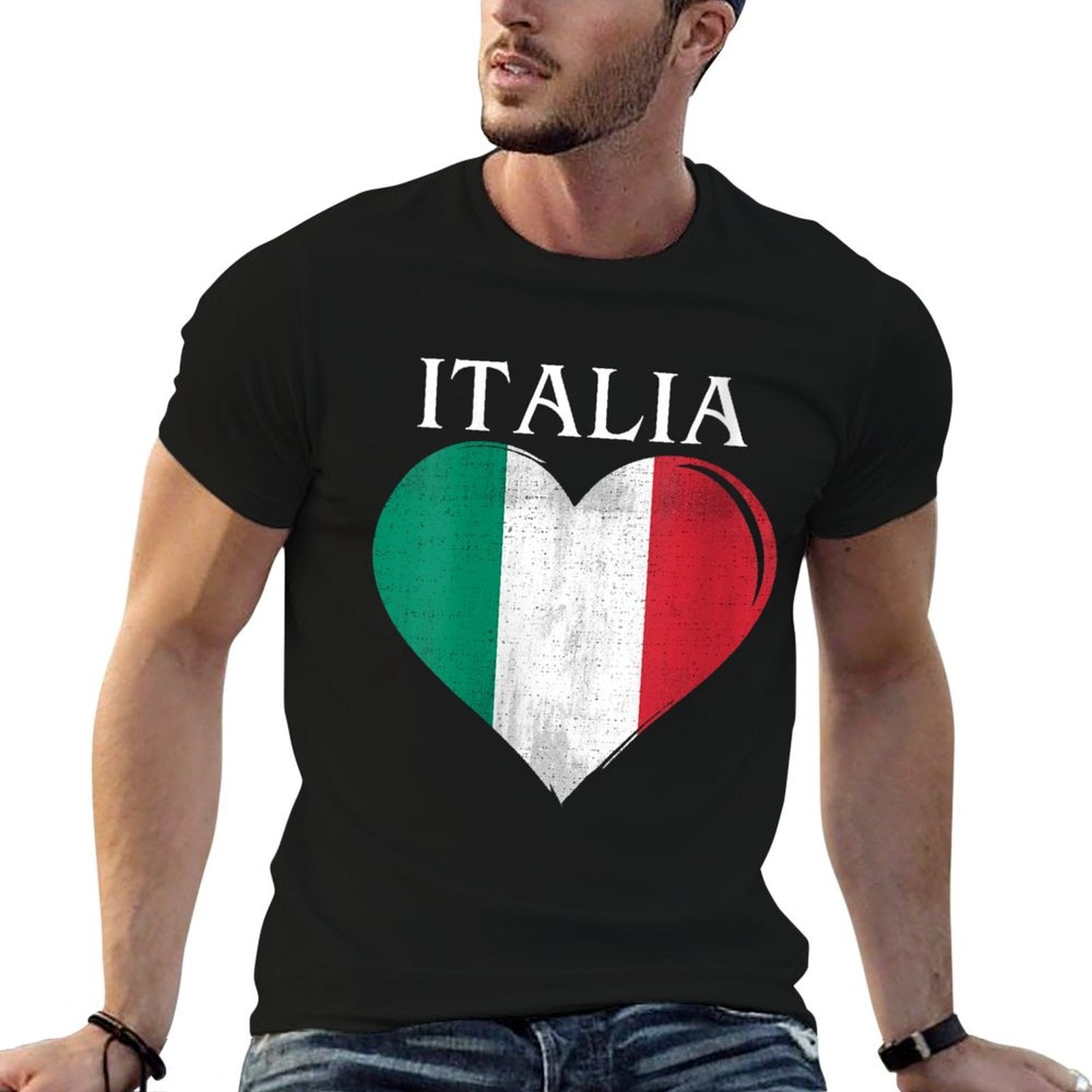 Womens Vintage Italia Heart For Italy Italian Italiano  Relaxed-fit T-Shirt