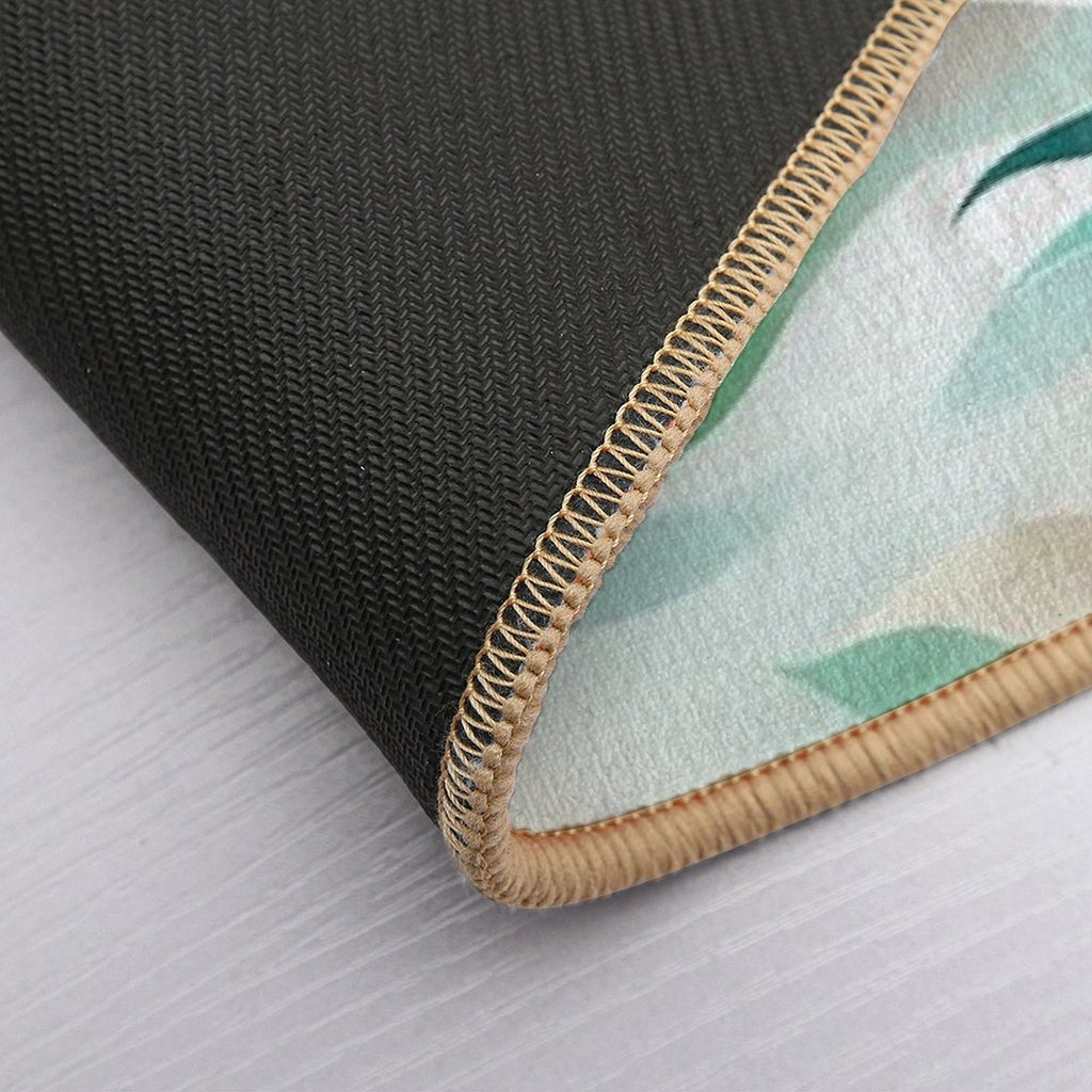 Ethereal Flowing Waves in Teal, Gold, And Cream  Non-Slip Bath Mat