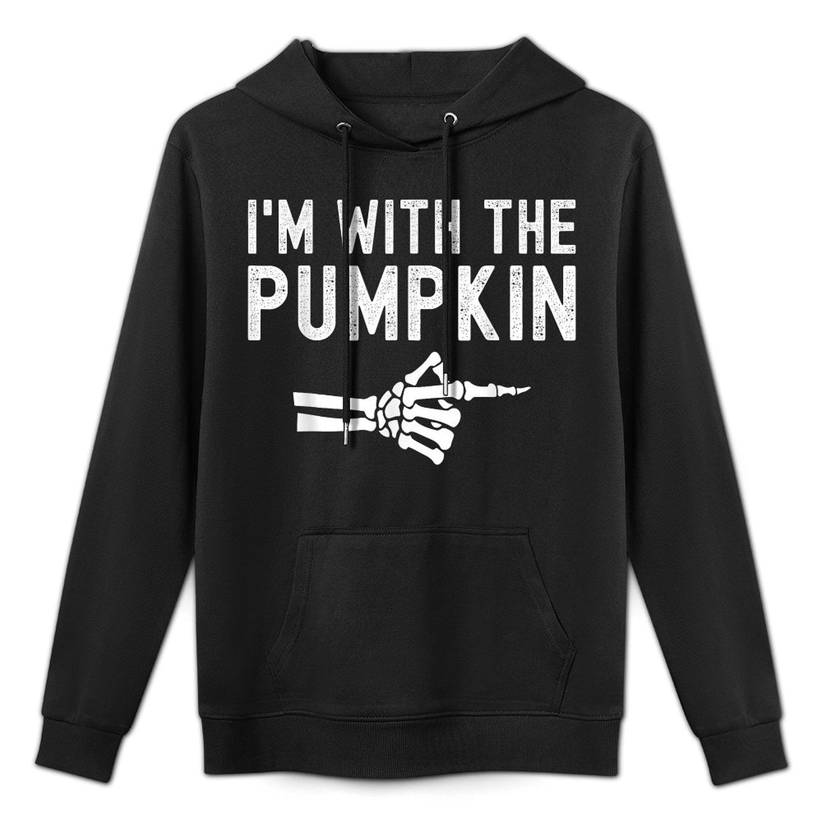 Im With The Pumpkin Funny Skeleton Halloween Couples Customizable Surface Hoodie