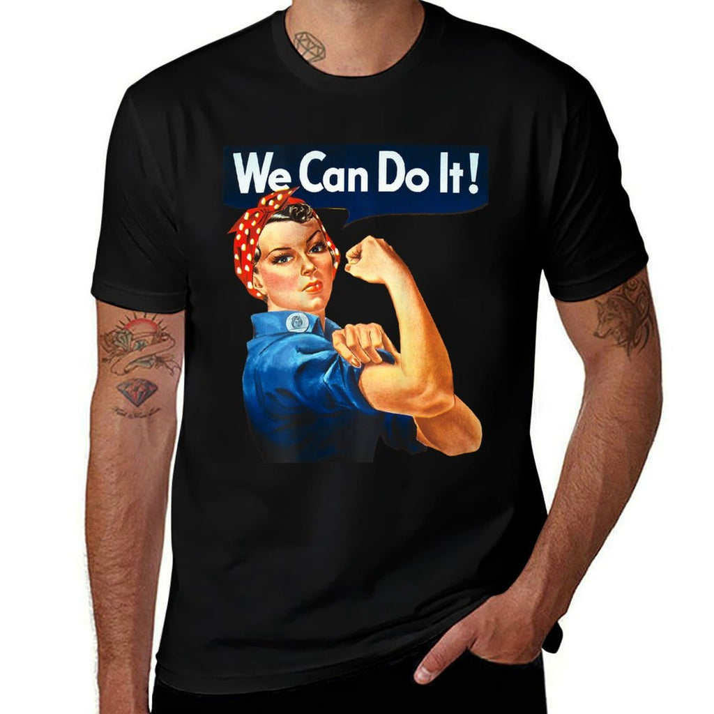 WE CAN DO IT Rosie The Riveter Feminist Icon Meme ON BACK  Heathered Texture T-Shirt