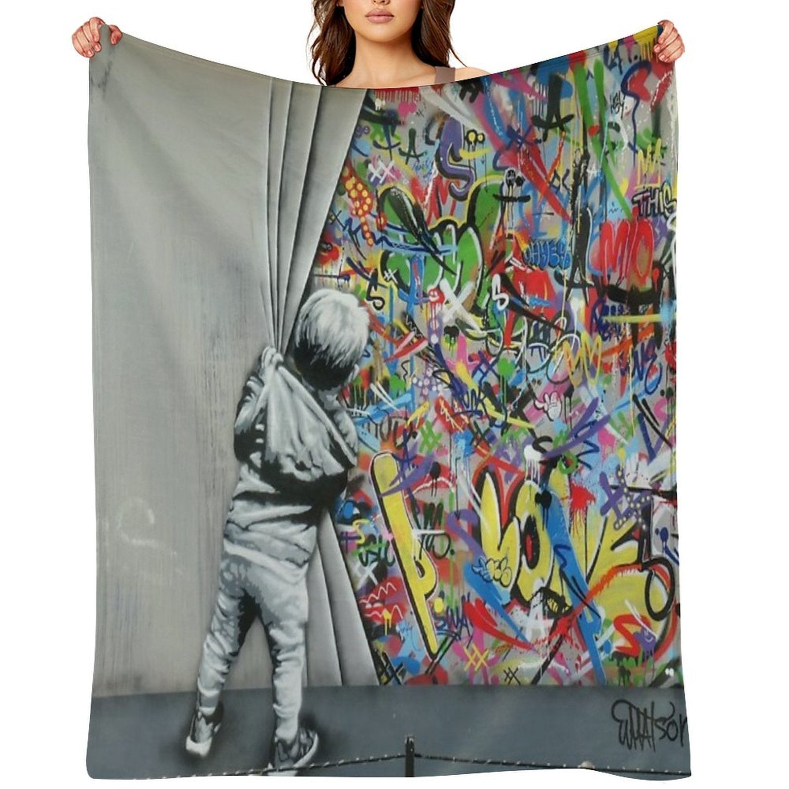 Behind The Curtain - Martin Whatson (Wynwood Walls Edition)  Miami Comfort Throw Blanket