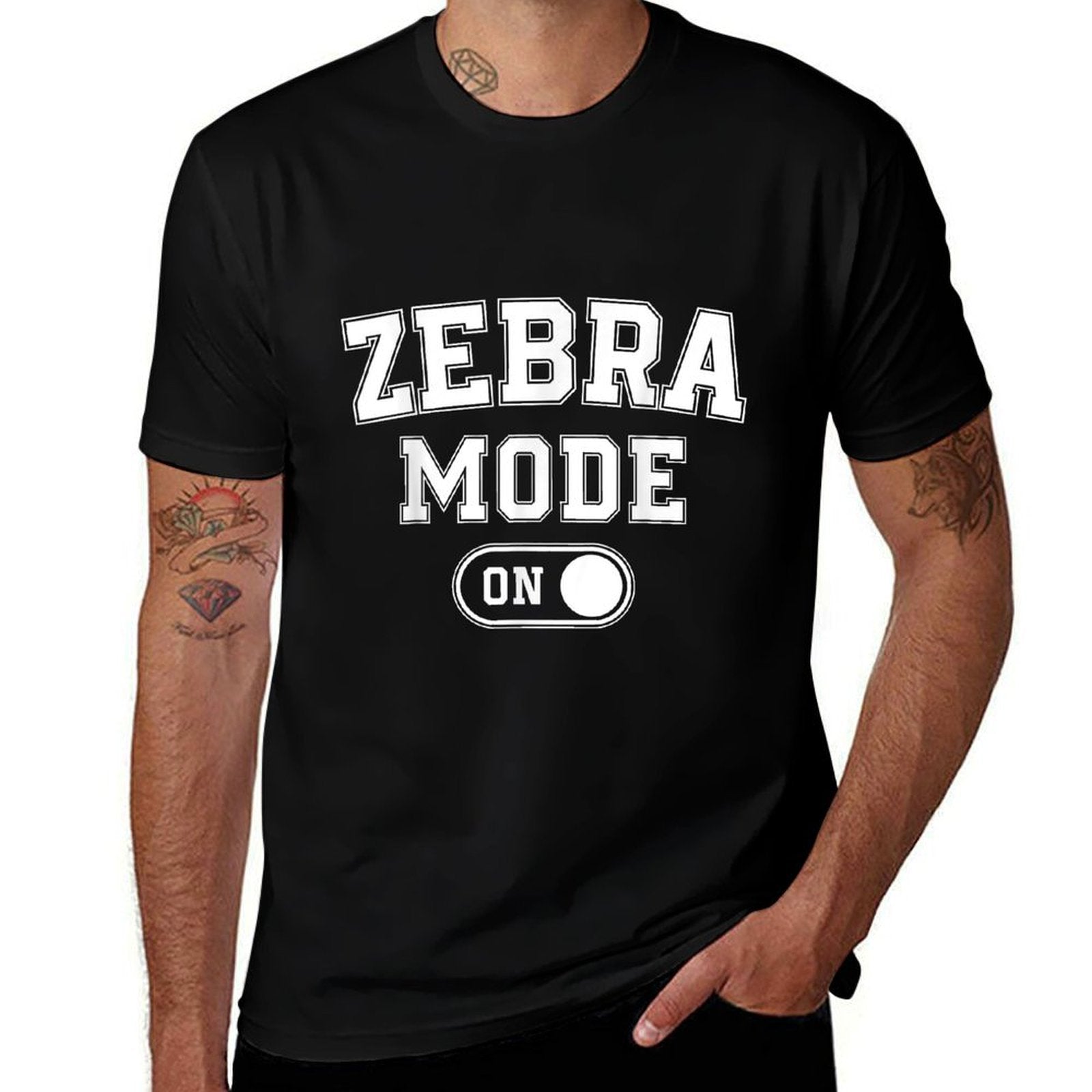 Zebra Mode On Costume Funny Safari Gift Zoo Animal Lover  Heathered Texture T-Shirt