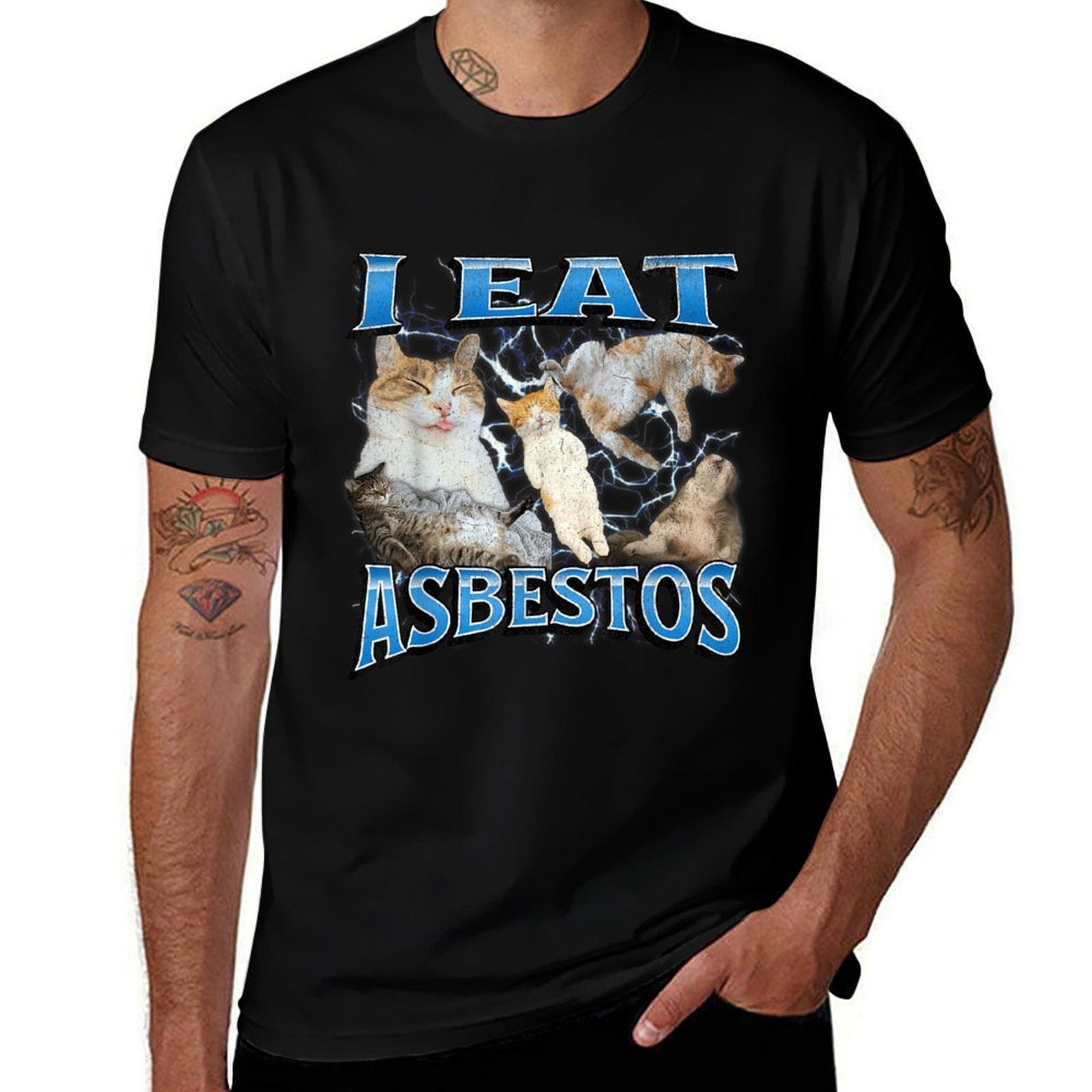 I Eat Asbestos Funny Offensive Cat Meme Bootleg Graphic  Slim-fit Cut T-Shirt