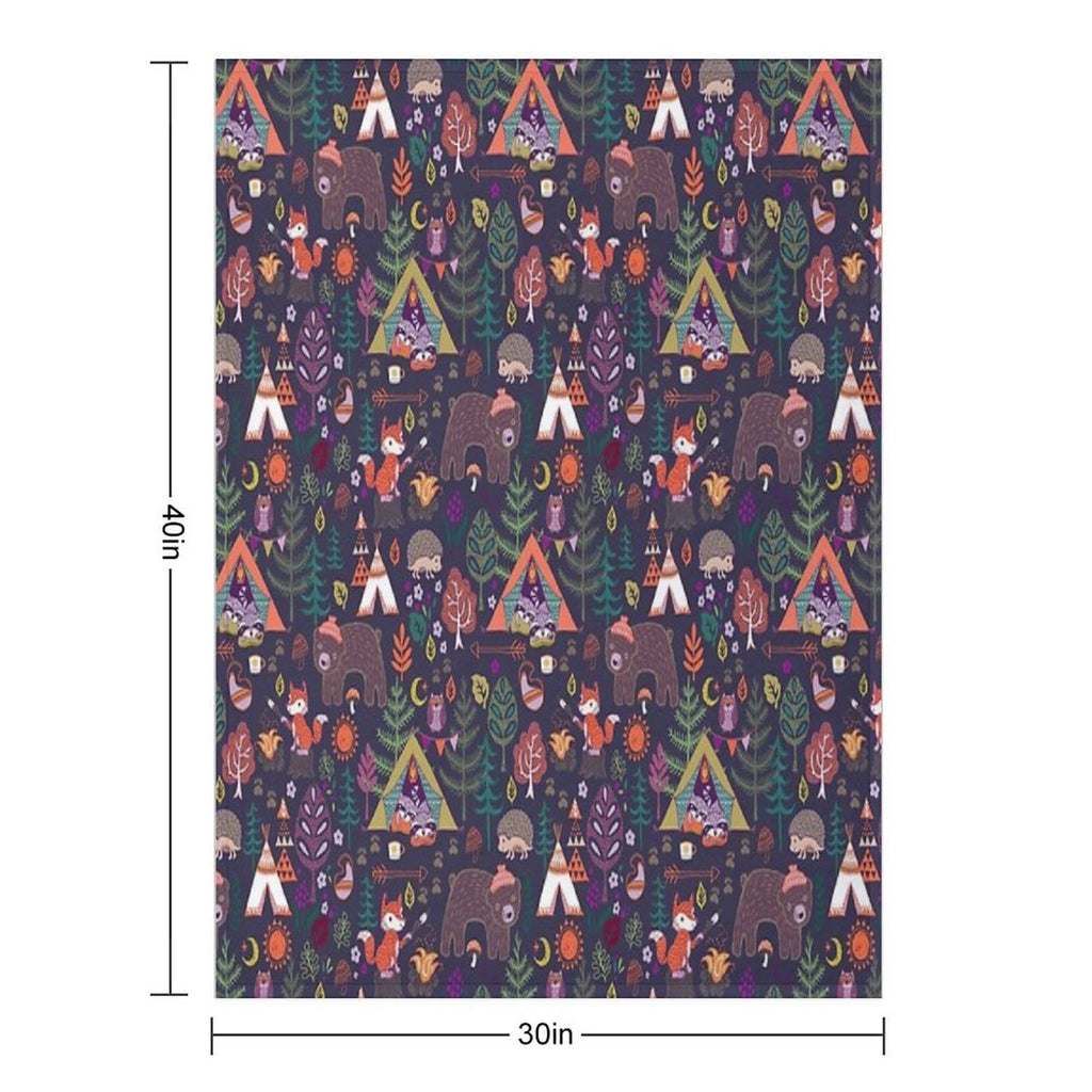 Woodland Animals Campout Plush Throw Blanket
