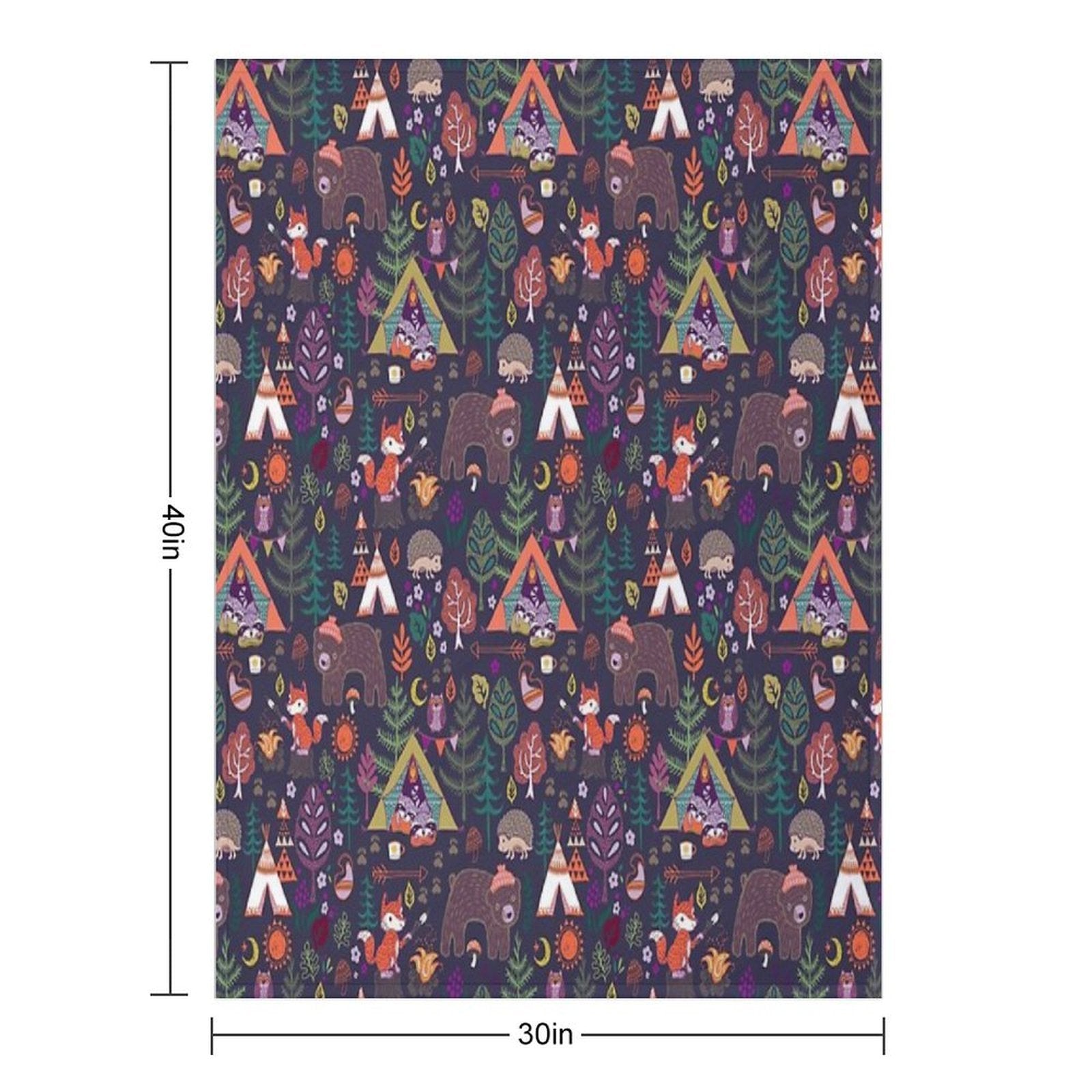 Woodland Animals Campout Plush Throw Blanket