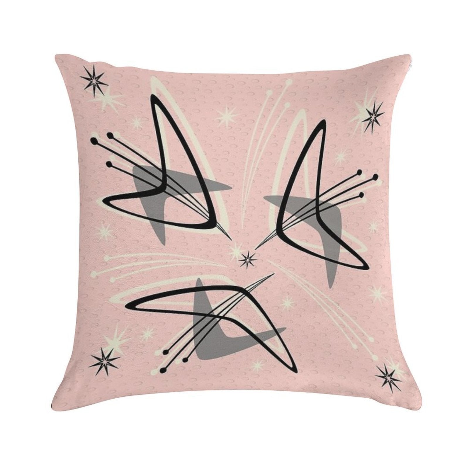Atomic Boomerangs on Lunar Pink Soft Gift Ready Throw Pillow