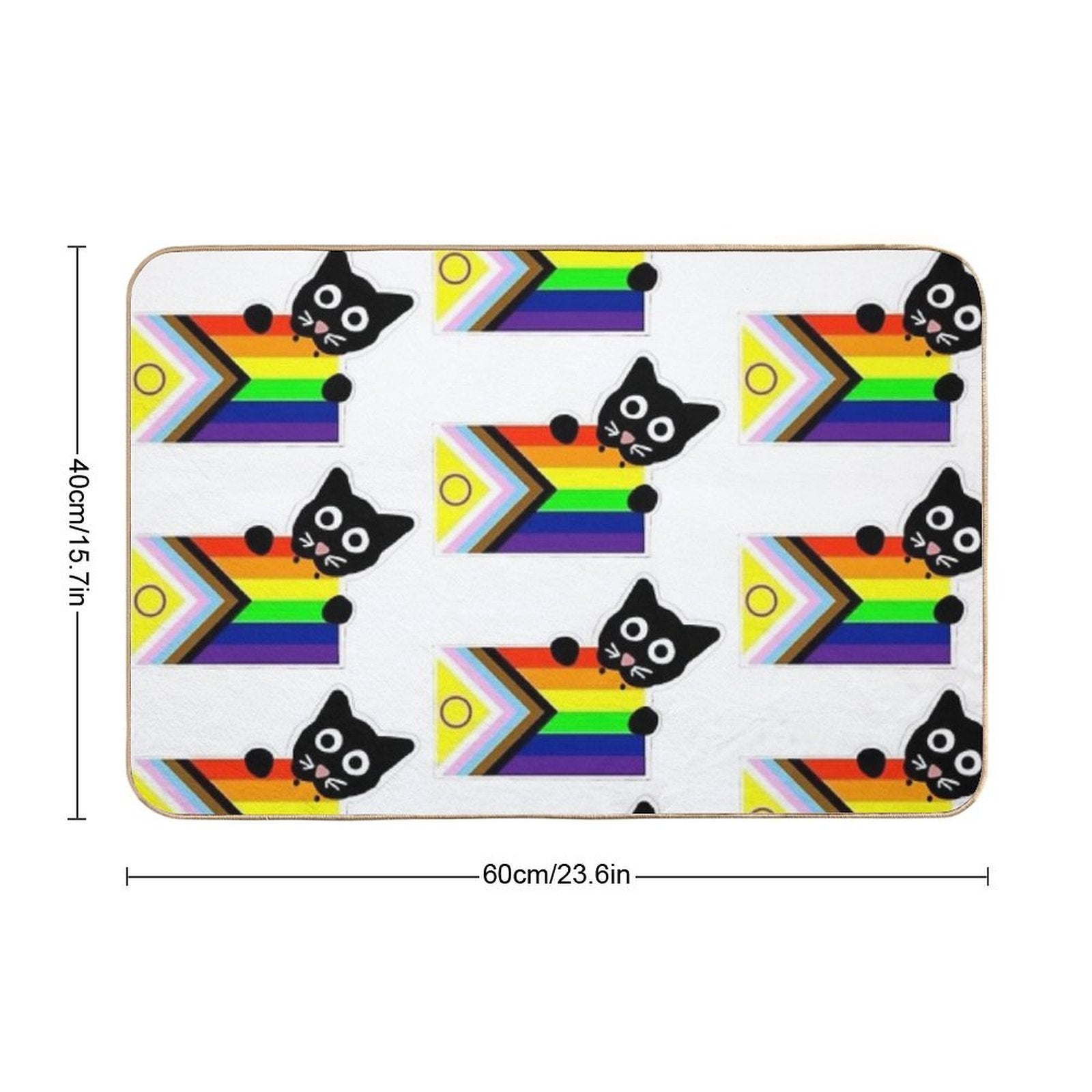Biting Kitty Progress Pride Flag  Odorless Bath Mat