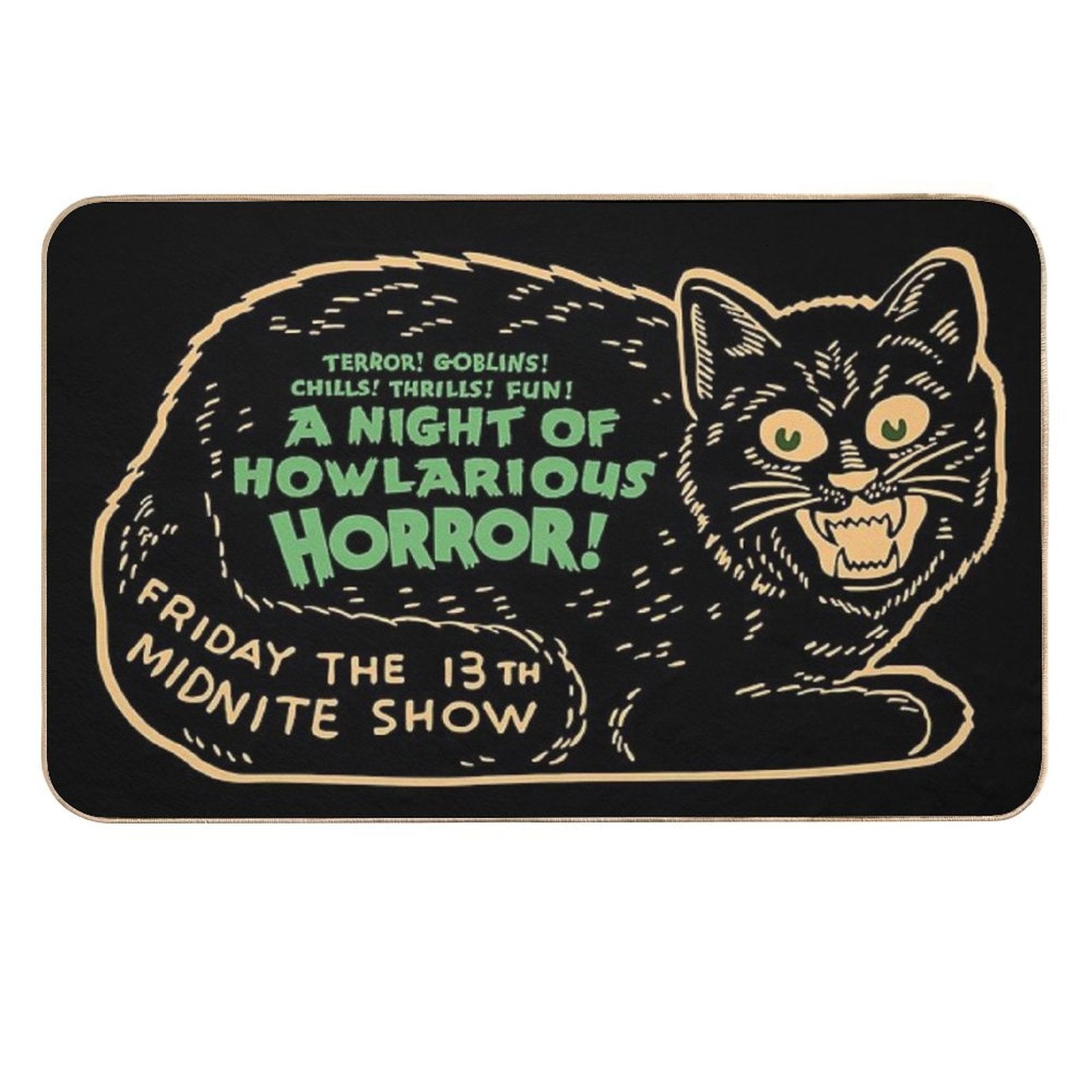 Vintage Halloween Black Cat  Non-Slip Bath Mat