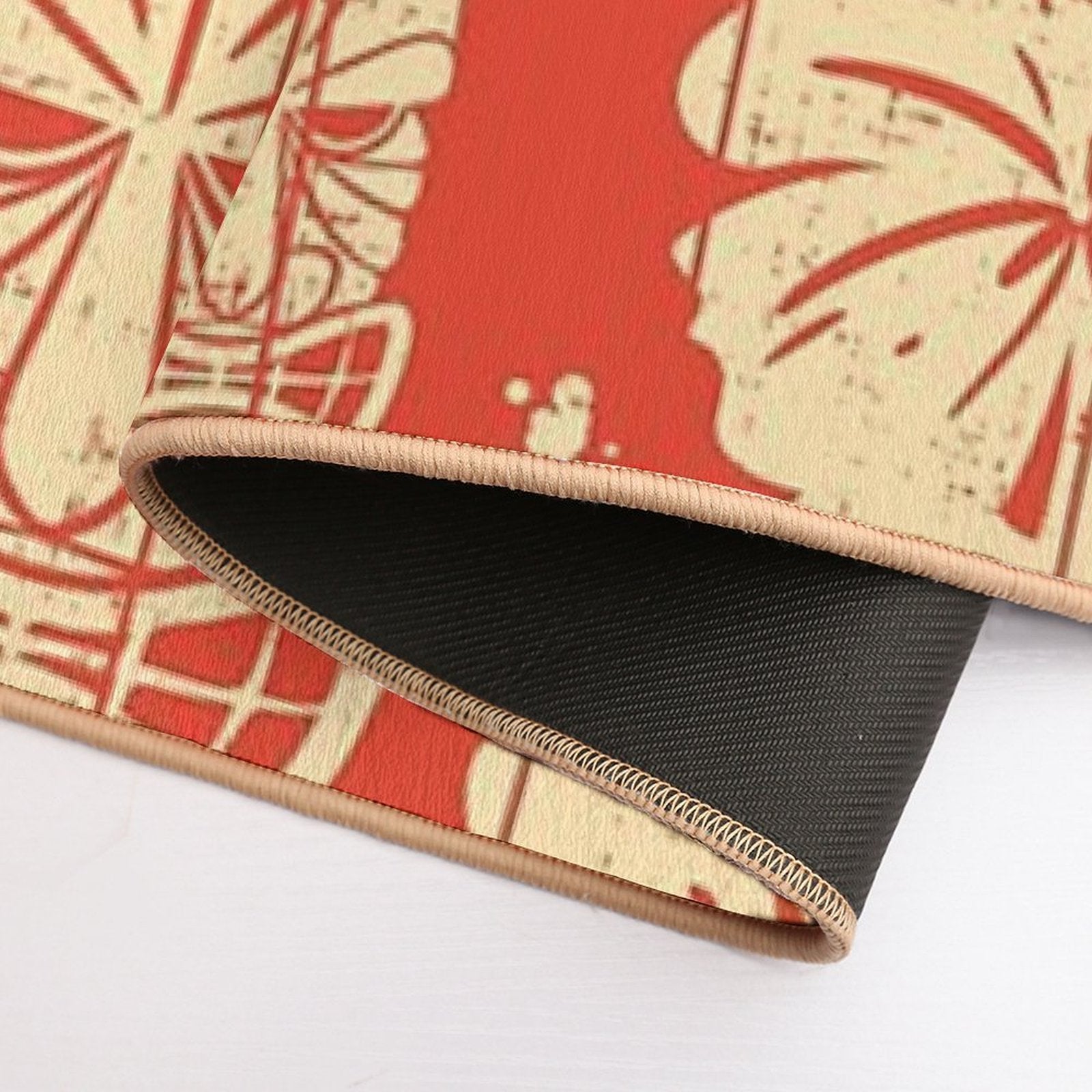 Hawaiian Tiki Pattern on Red  Multi-Purpose Bath Mat