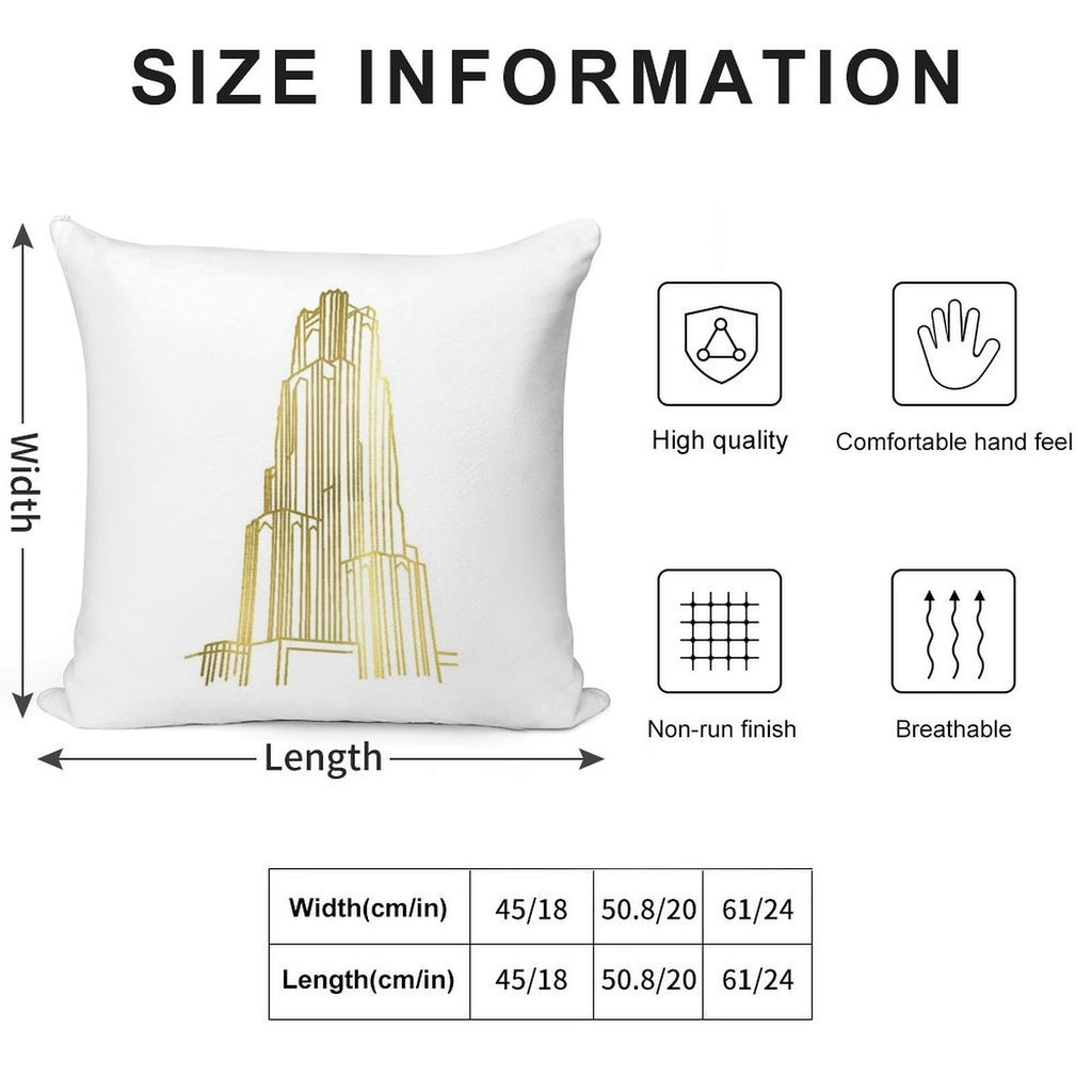 Gold Cathedral of Learning Soft Style Accent Throw Pillow