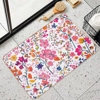 Floral Yellow And Pink Flowers Pattern  Toxin-Free Bath Mat