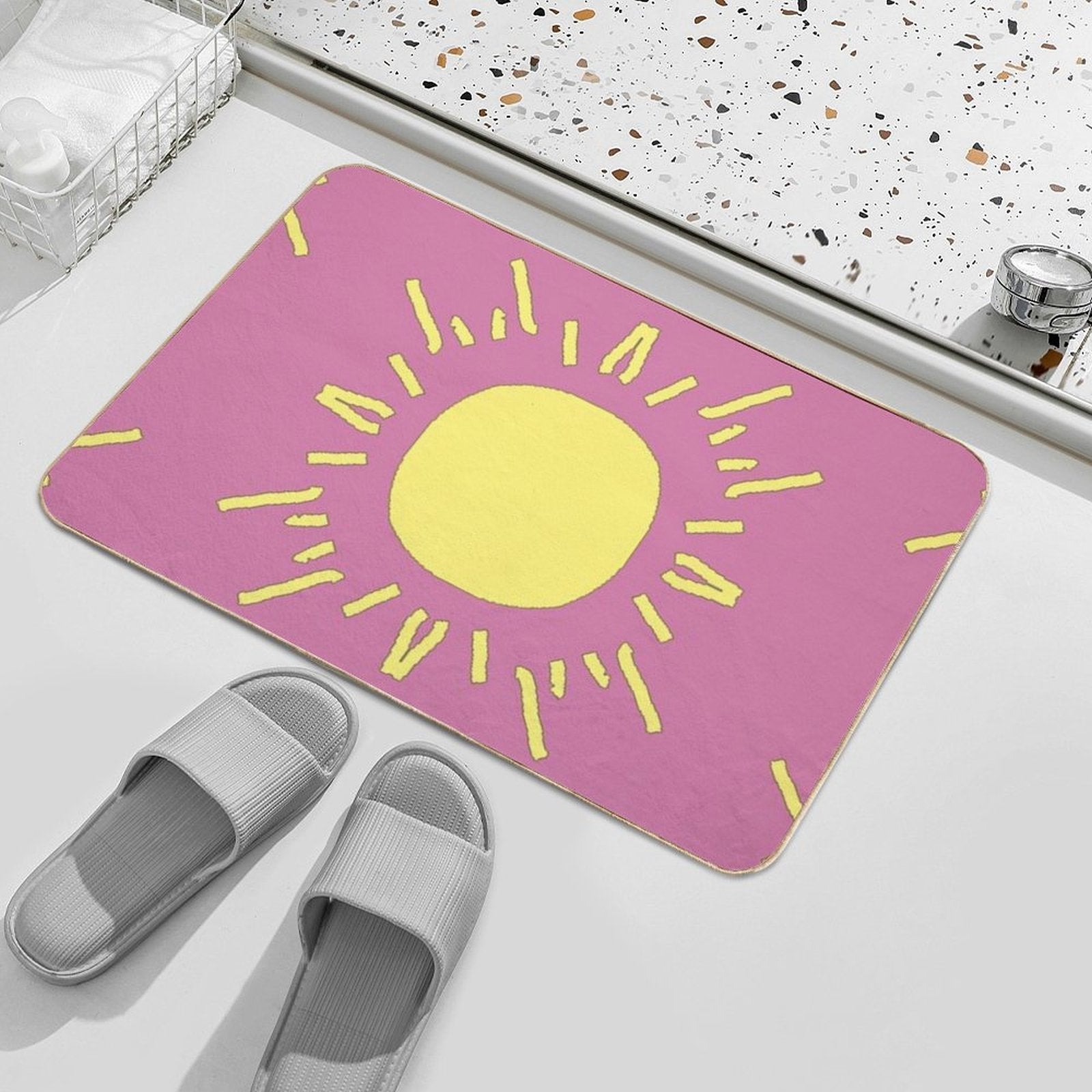 Geometric Ornamental Sun Fairy Floss  Anti-Trip Bath Mat