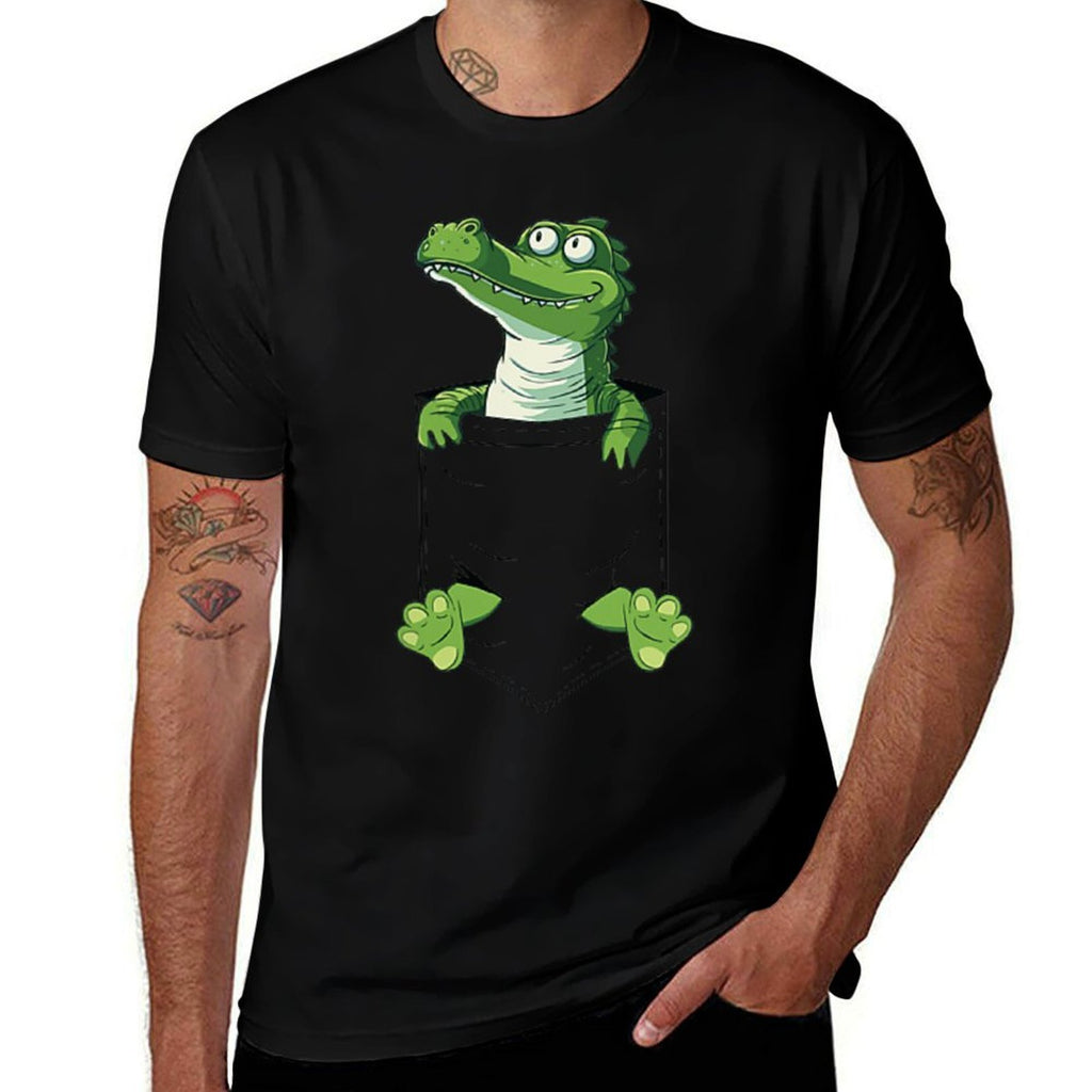 Funny Alligator Lover Pet Cute Florida Alligator in A Pocket  Durable T-Shirt