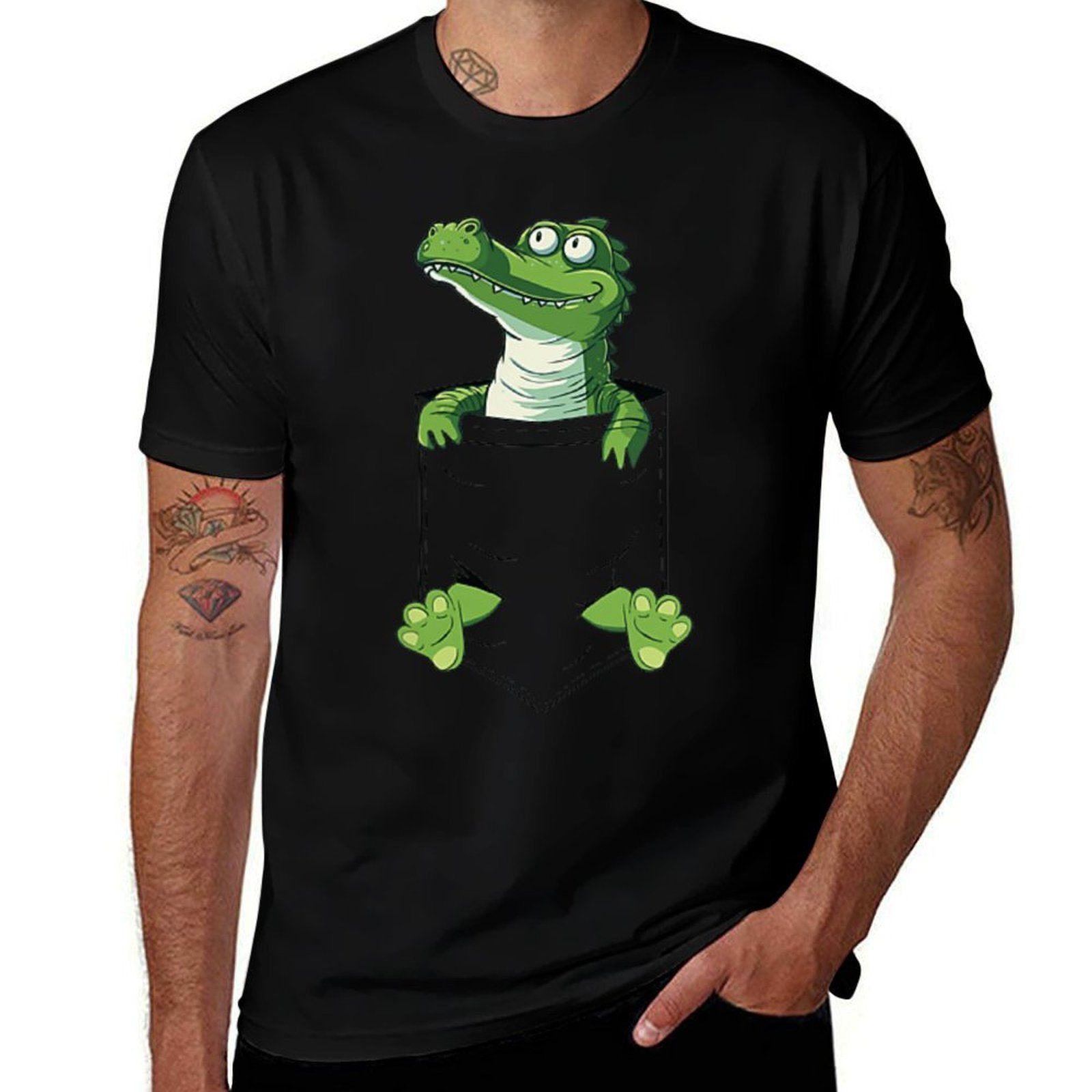 Funny Alligator Lover Pet Cute Florida Alligator in A Pocket  Durable T-Shirt
