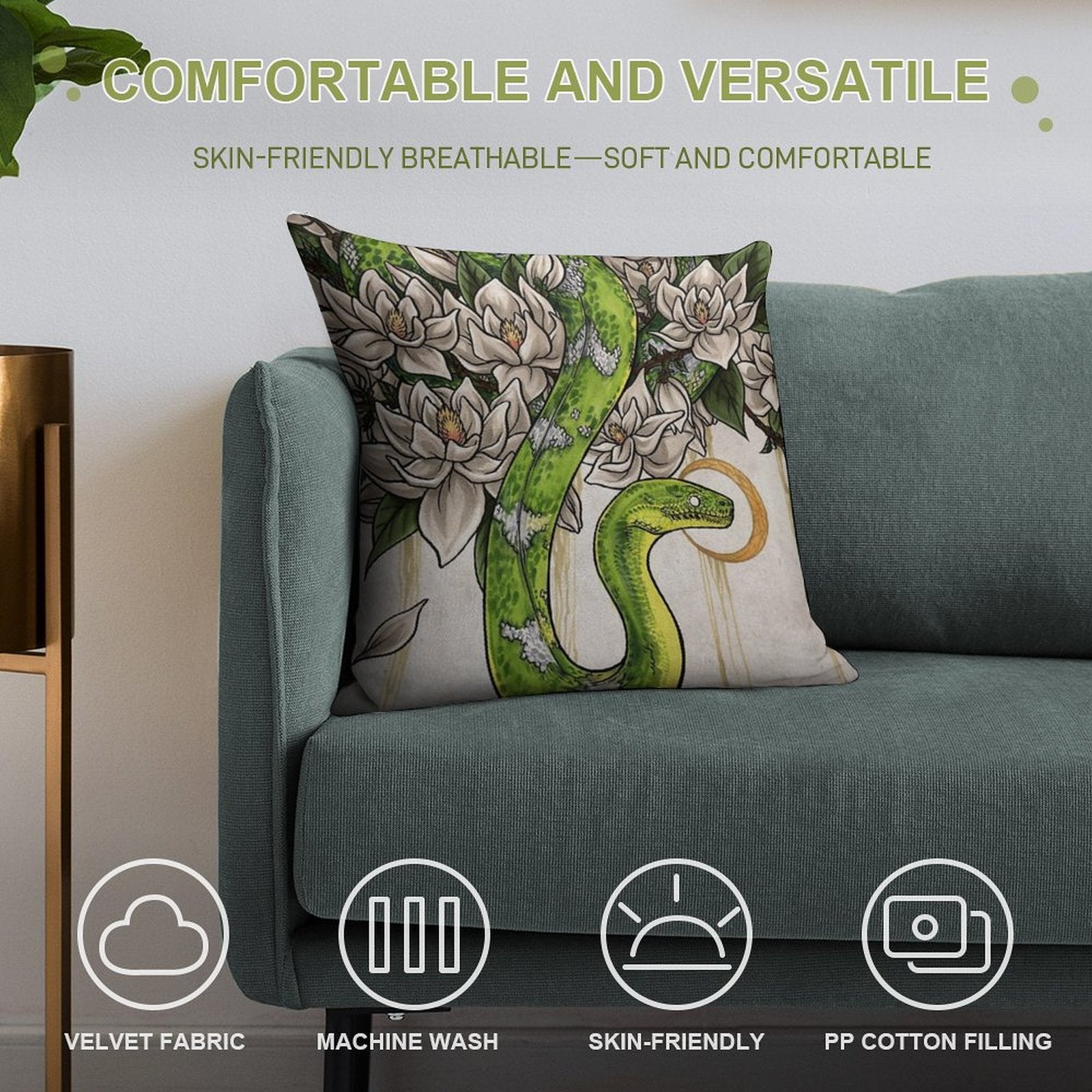 Snake Soft Shrink-Resistant Throw Pillow