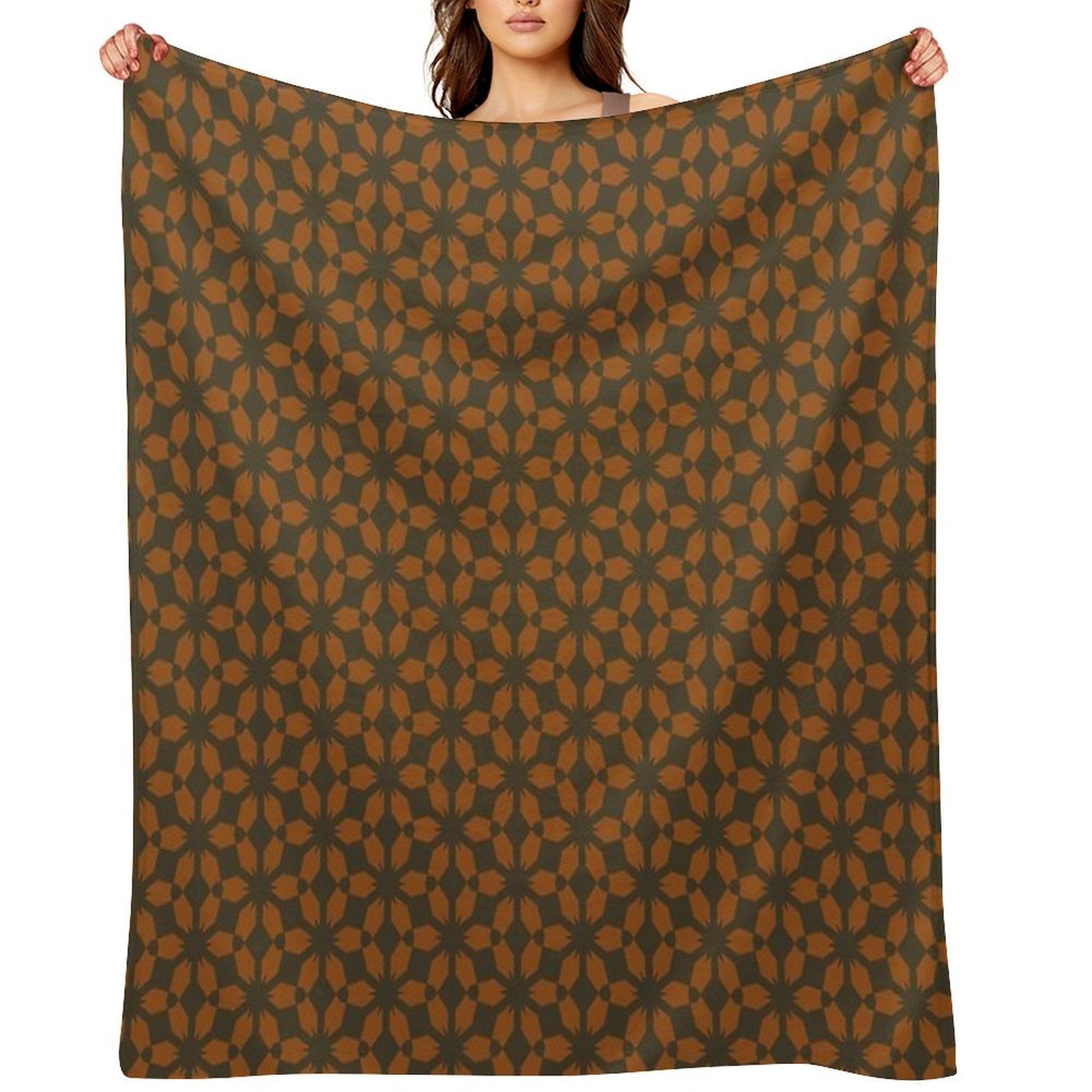 Minimalist Honeycomb Brown And Taupe Compact Throw Blanket