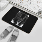 Newfoundland Dog Portrait in Black And White Durable Bath Mat