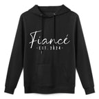 Fiancé Est 2024 Future Husband Engaged Gifts Him Engagement Shrink-Resistant Hoodie