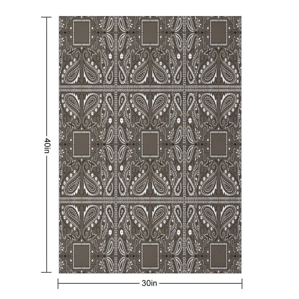 Gray Paisley Bandana Pattern Shrink-resistant Throw Blanket