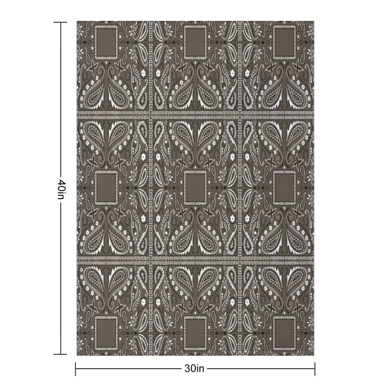 Gray Paisley Bandana Pattern Shrink-resistant Throw Blanket