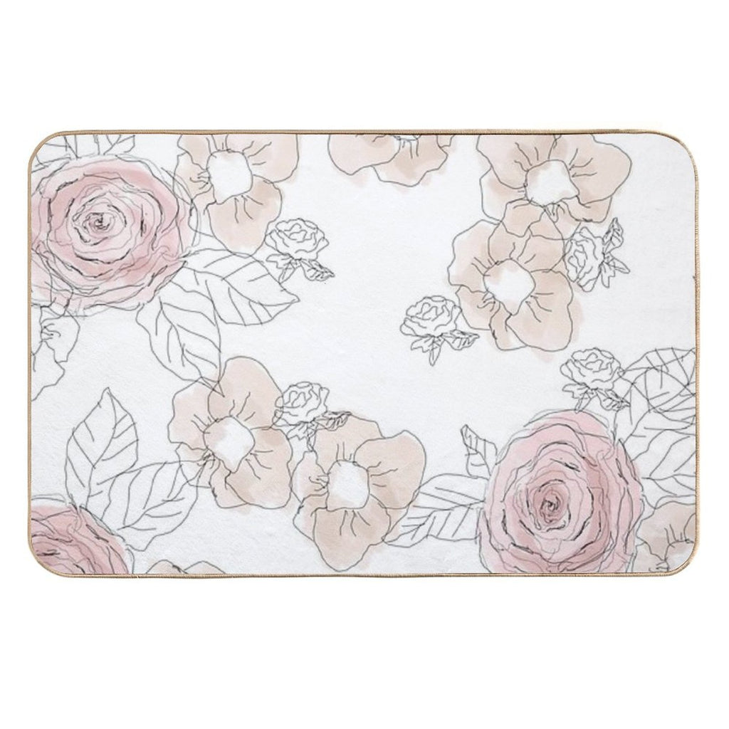 Sketchy Floral - Muted Pinks  Stain-Proof Bath Mat