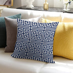 Greek Key - Blue And White Soft Skin-Friendly Throw Pillow