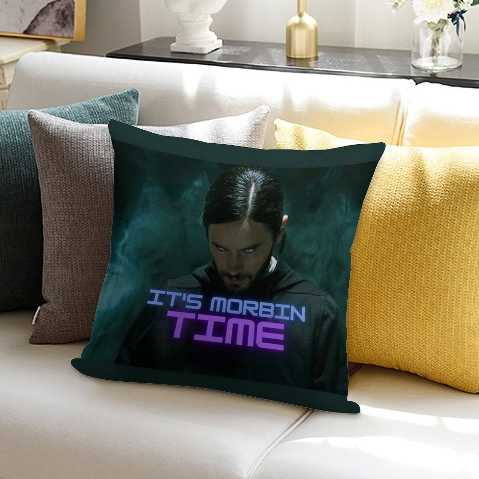It's Morbin Time - Morbius Gang - Morbius Meme Design by Indranyx Designs Soft Decorative Cover Throw Pillow
