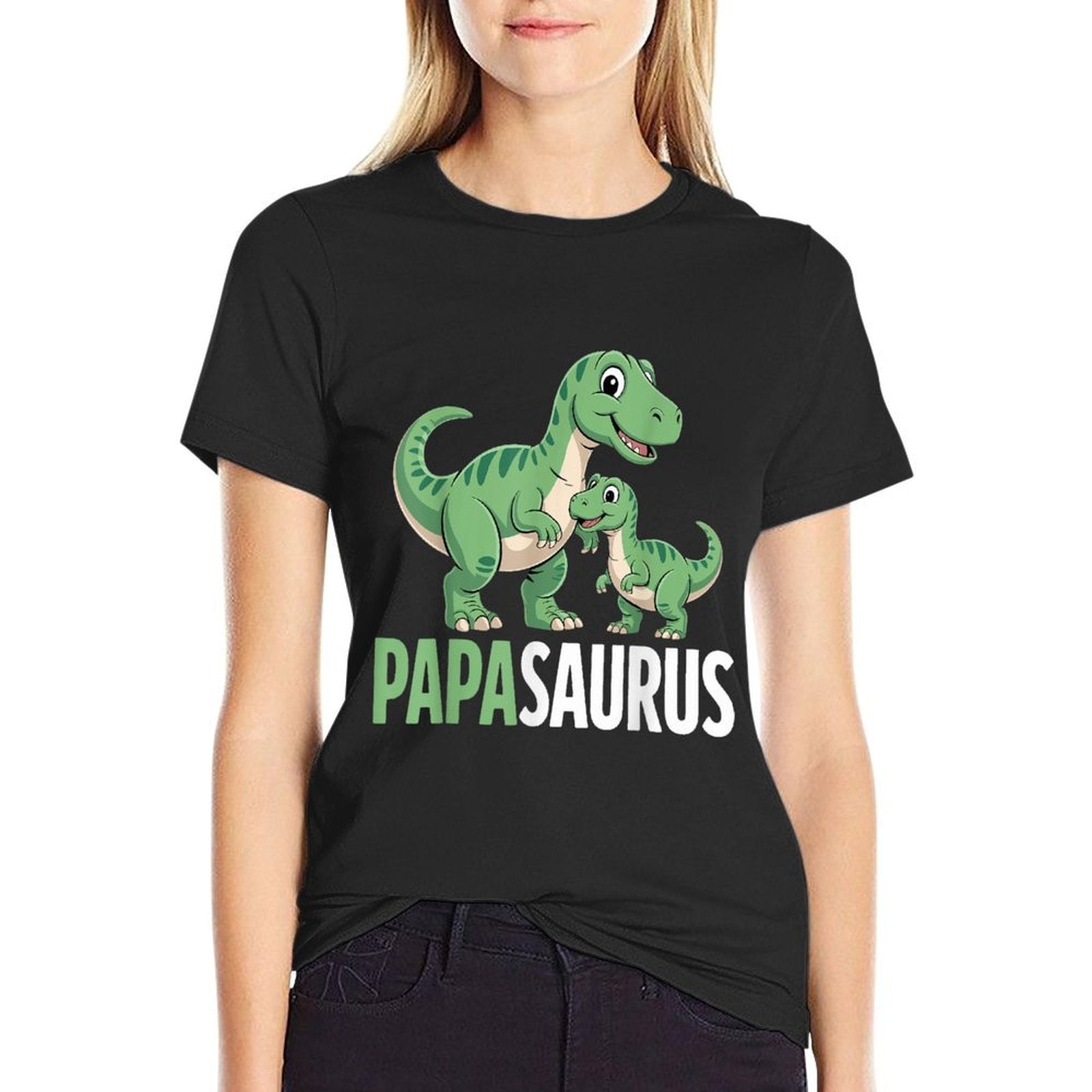 Fathers Day Papasaurus Funny Dino Kids Dad  Fade-proof Color T-Shirt