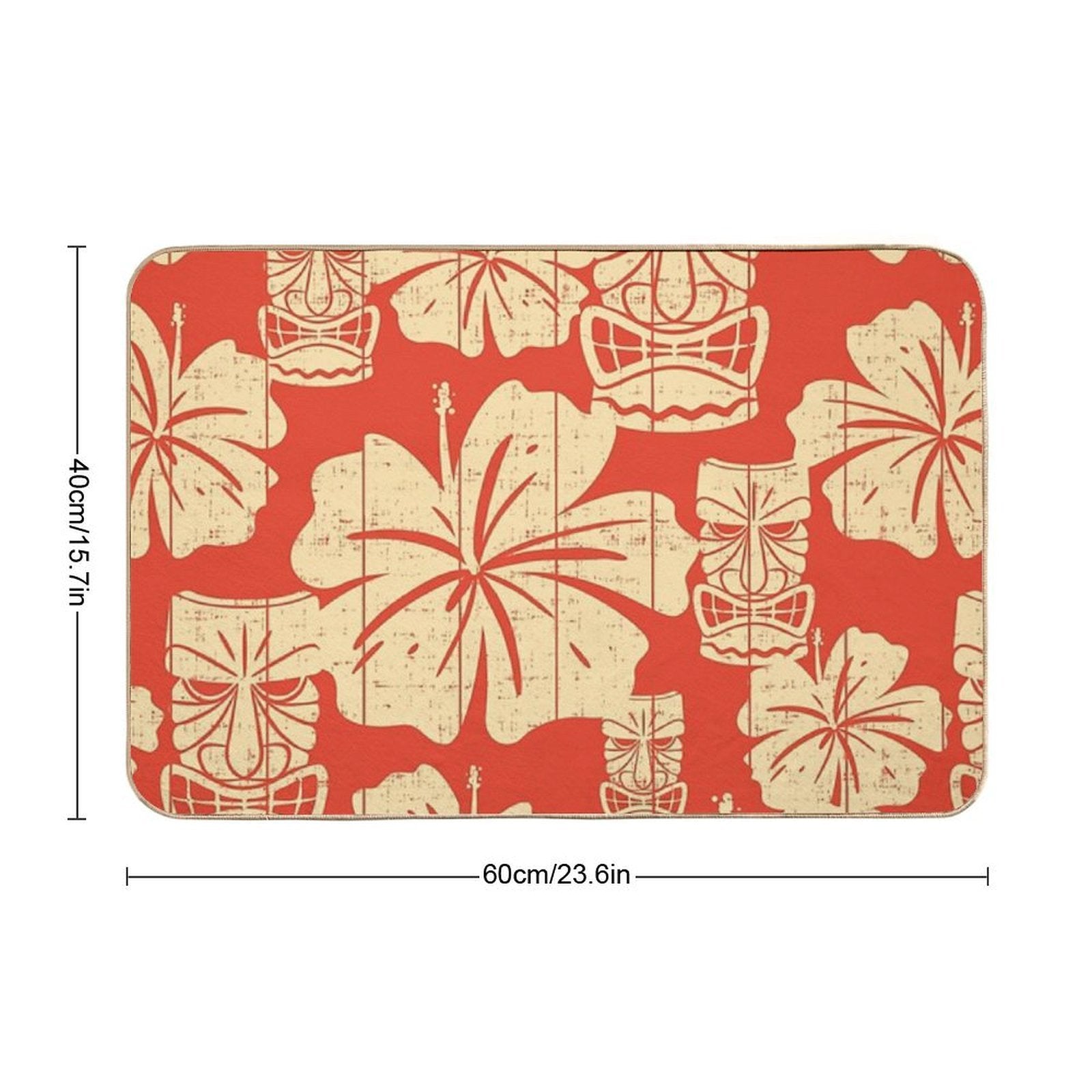 Hawaiian Tiki Pattern on Red  Multi-Purpose Bath Mat