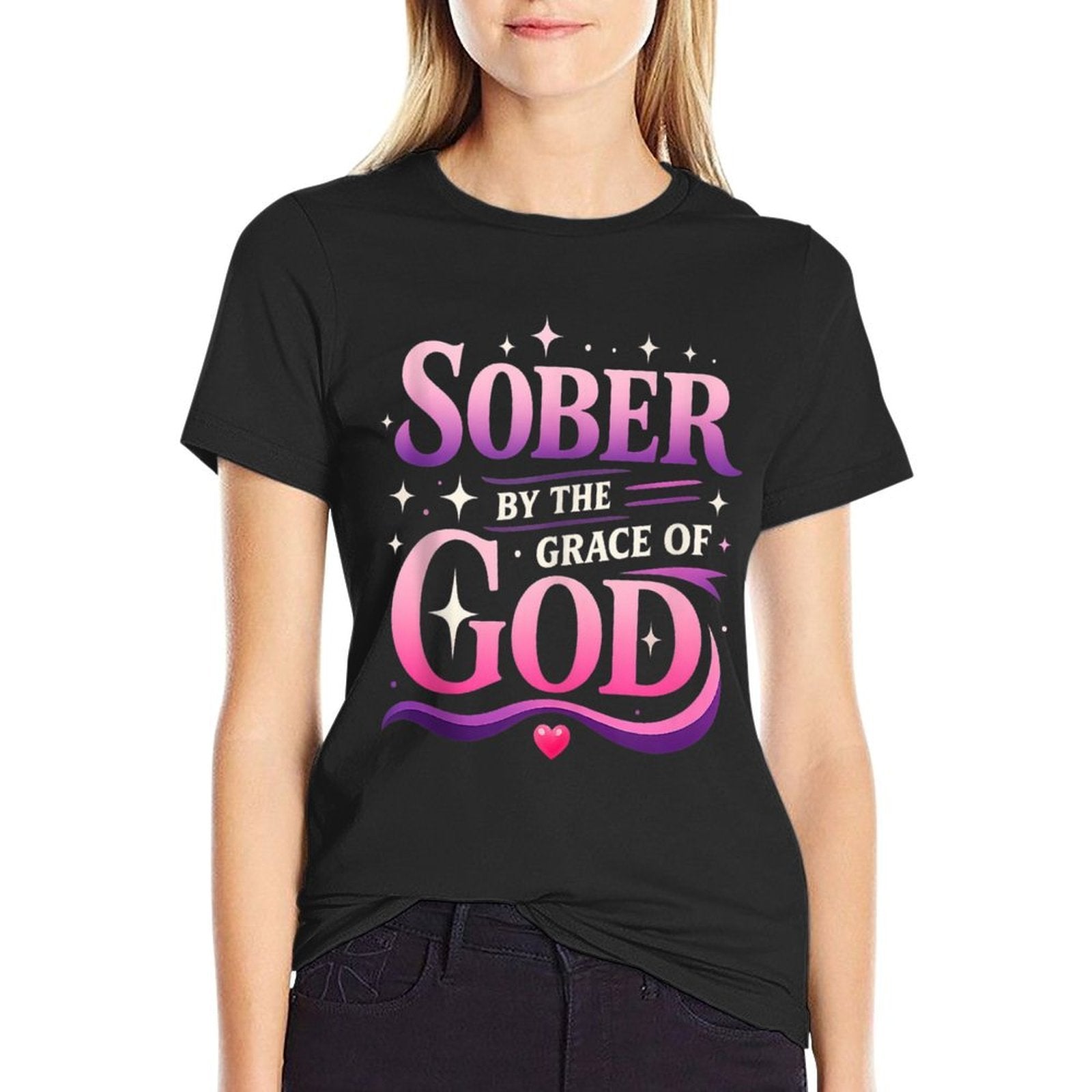 God Faith Based Sober Sobriety Alcohol Recovery Gifts Women  Classic T-Shirt