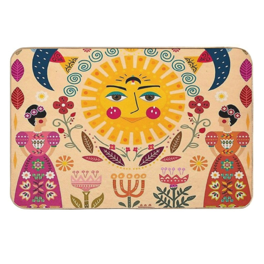 Folk Art Inspired By The Fabulous Frida  Stain-Proof Bath Mat