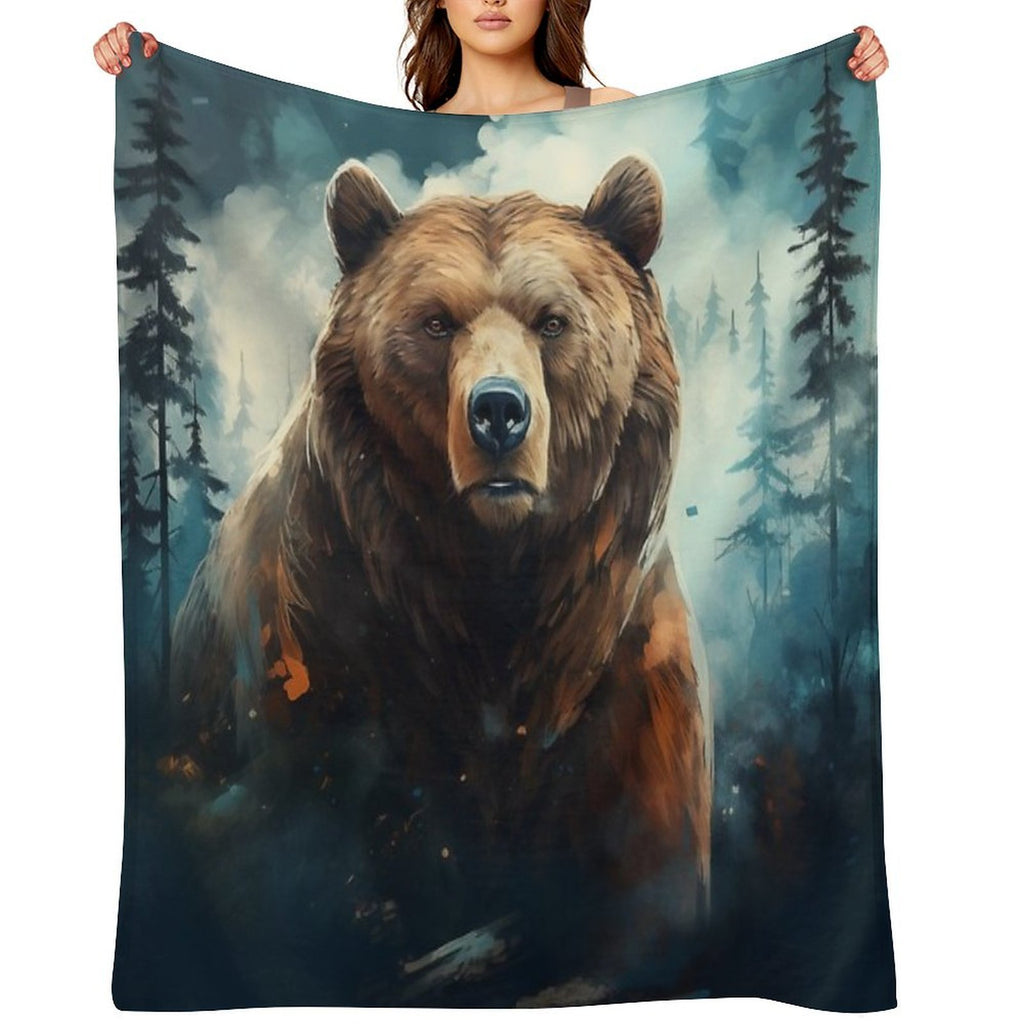 Majestic Grizzly Bear Eco-conscious Throw Blanket