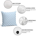 White And Baby Blue Checkerboard Soft Ultra-Soft Texture Throw Pillow