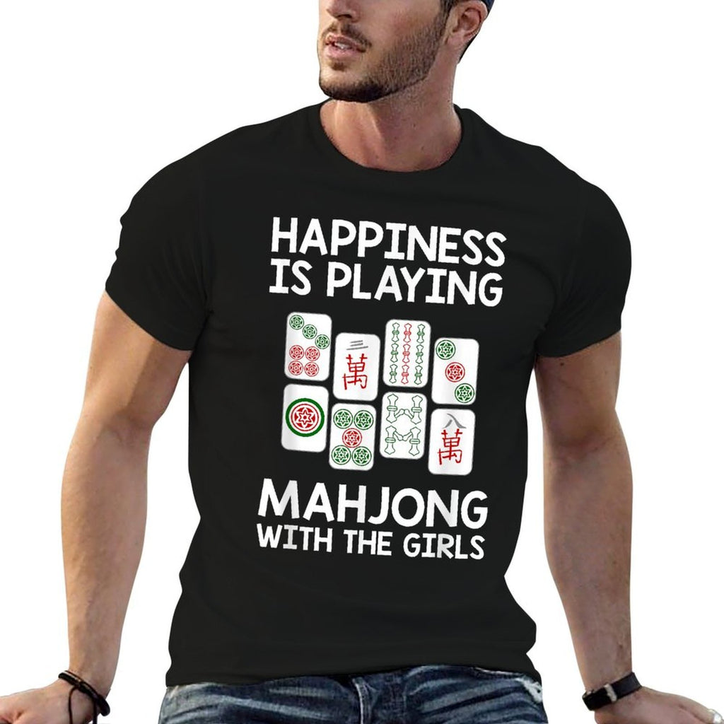 Funny Mahjong Gift Cool Happiness Is Playing Mahjong Girls  Relaxed-fit T-Shirt