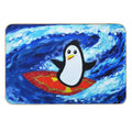 Surfing Penguin on A Summer Day  Easy To Clean Bath Mat