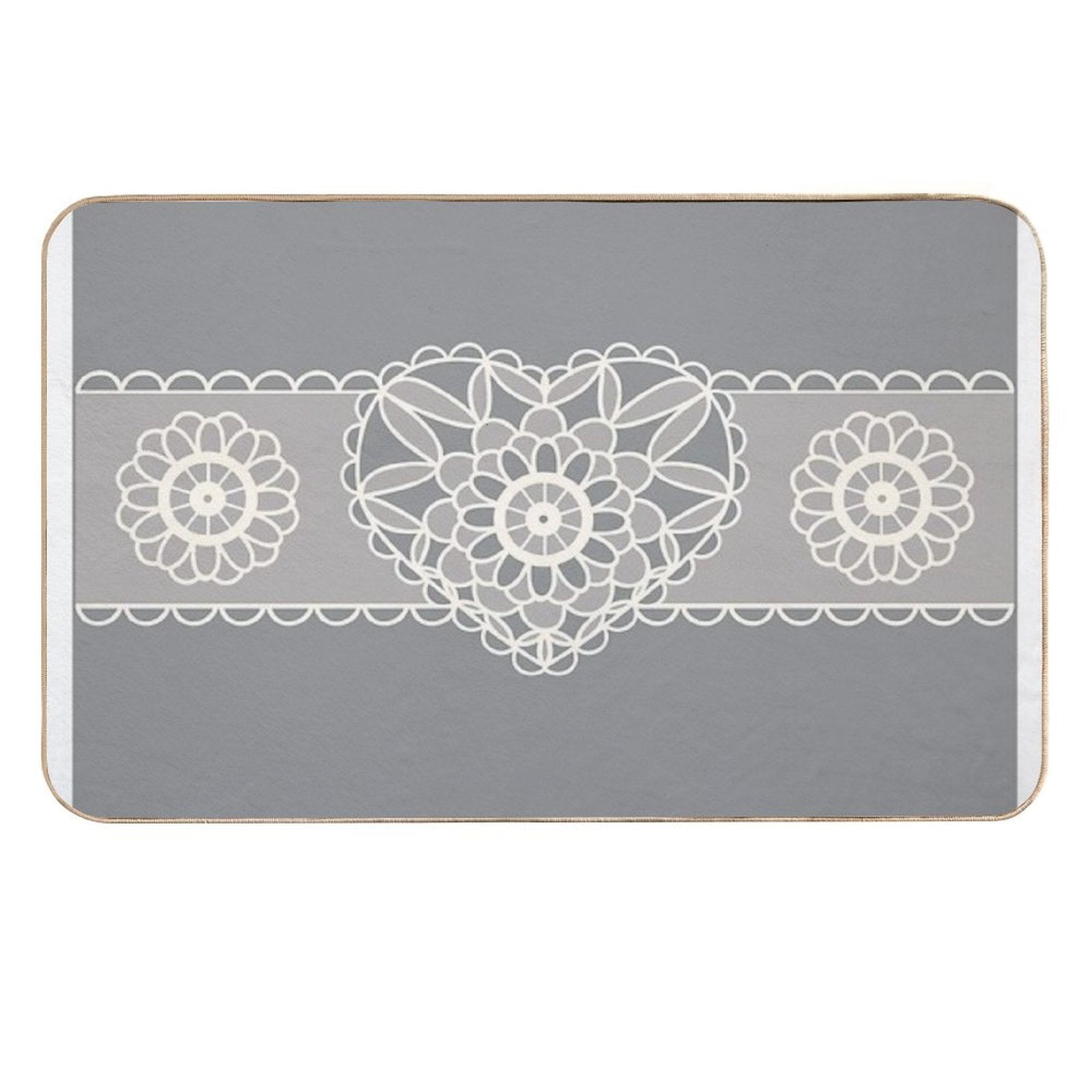 1970's 1980's Vintage Style Heart Shape Crochet Quilting Pattern Silver Heart Ribbon  Versatile Bath Mat