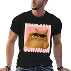 Cat Meme Tummy Ache Survivor Ironic Internet Cats Jokes  Eco-friendly Material T-Shirt