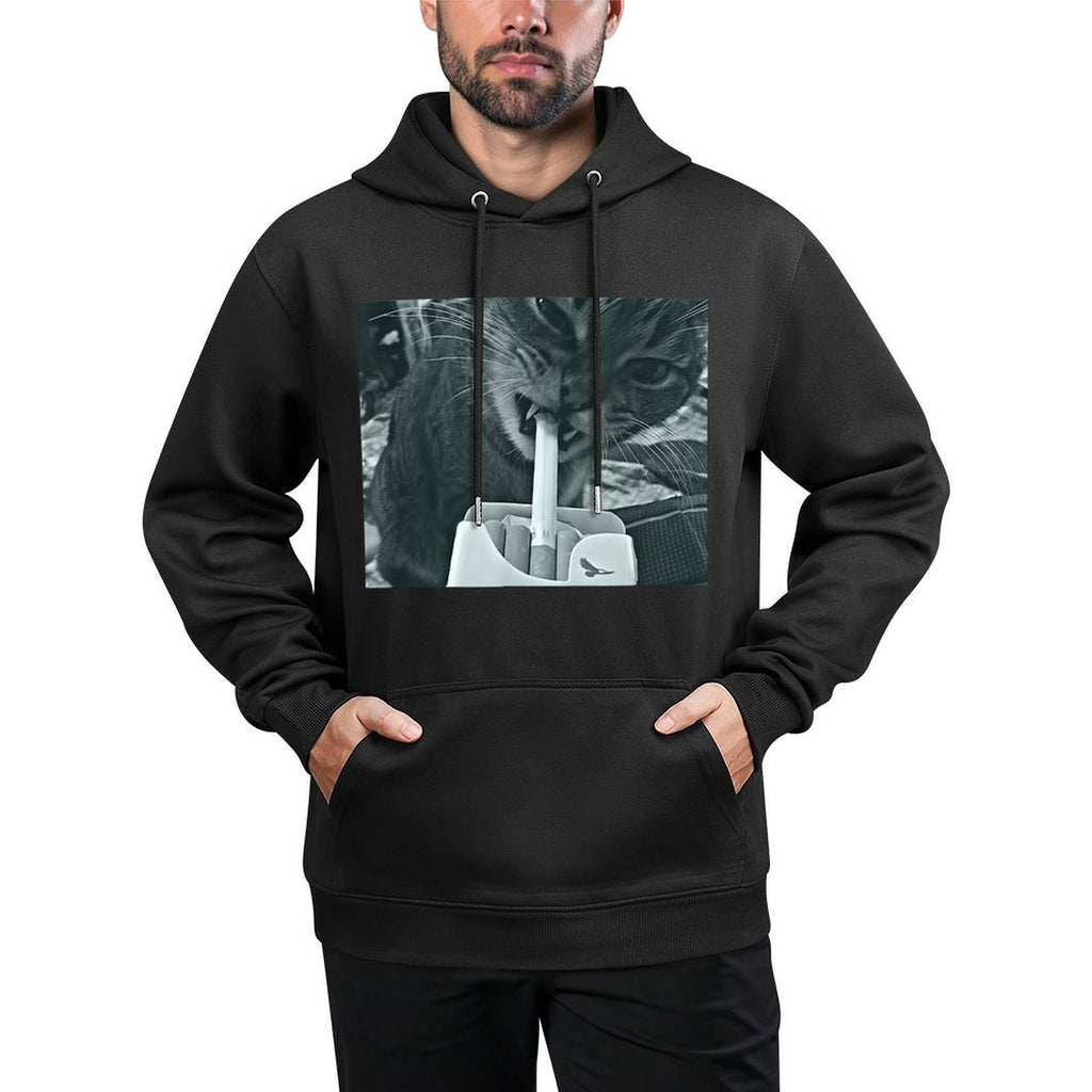 Cat Smoking Cigarette Shrink-Resistant Hoodie